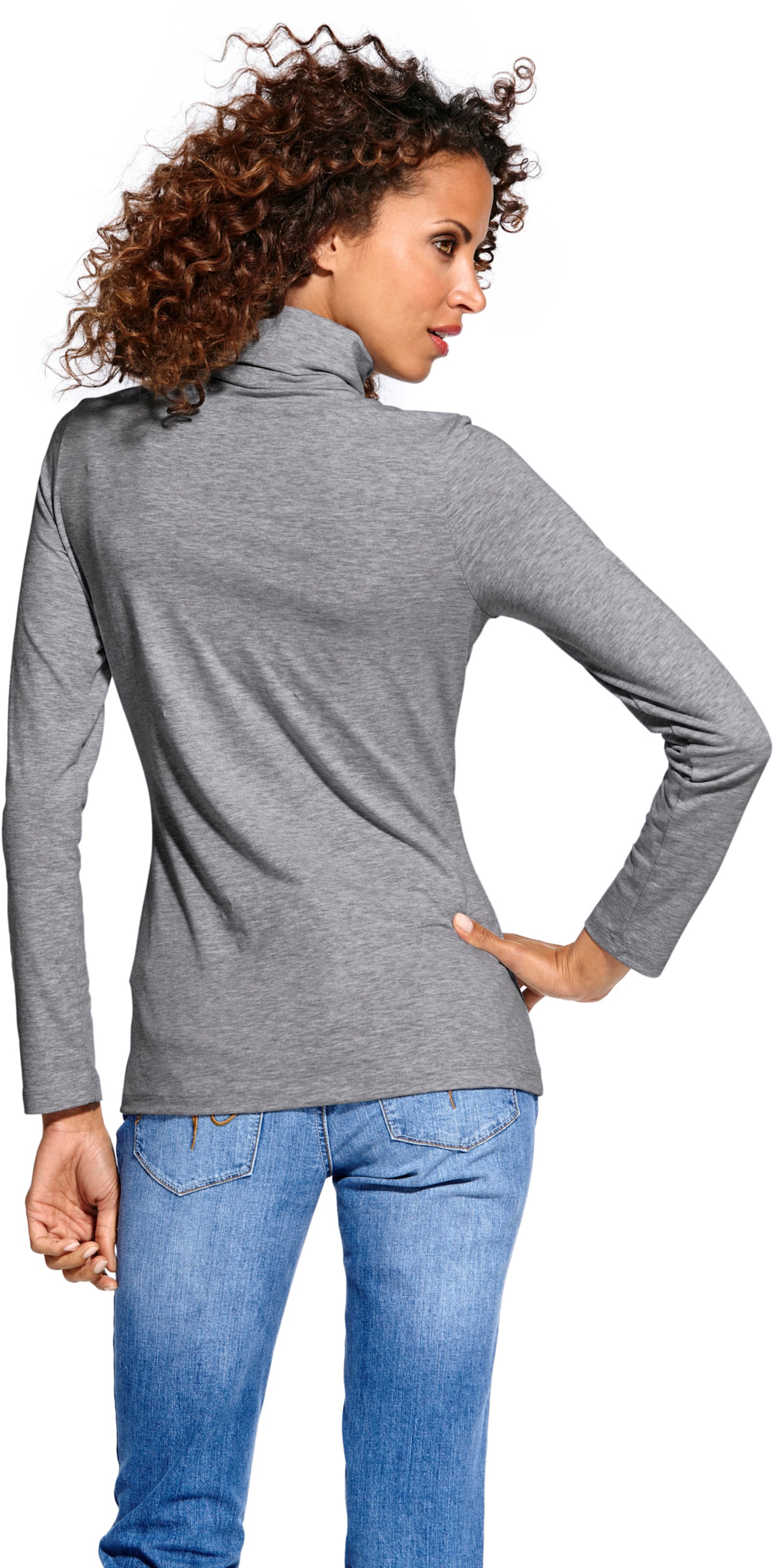 Melange günstig Kaufen-Rollkragen-Shirt in grau-melange von heine. Rollkragen-Shirt in grau-melange von heine <![CDATA[Rollkragen-Shirt Unverzichtbares Basic in schmaler, leicht taillierter Form.]]>. 