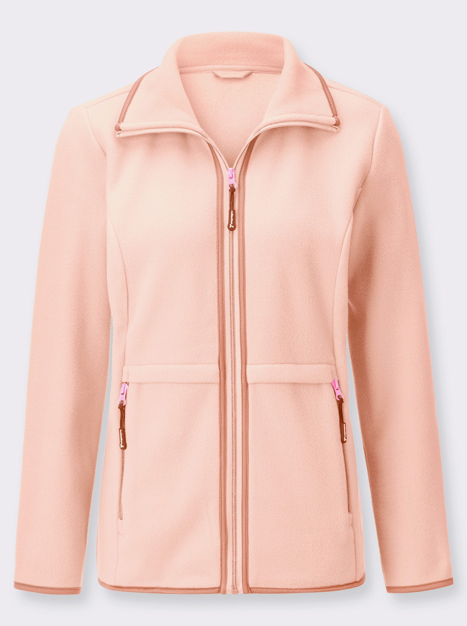 Fleecejacke mit Kontrast-Paspeln - puder