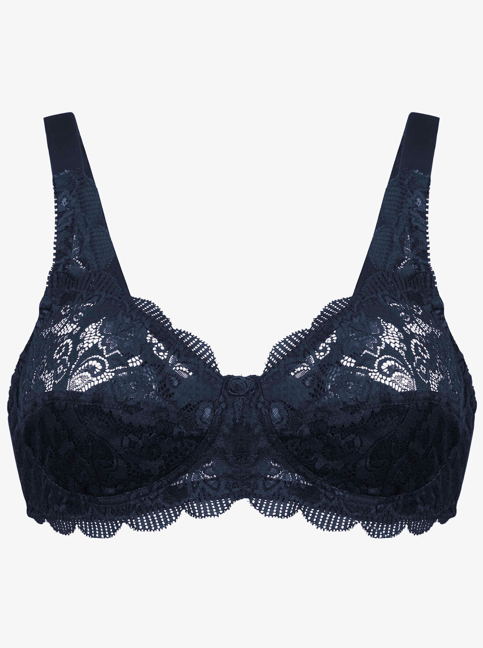 Susa BH ohne Bügel aus elastischer Spitze - weiß + marine