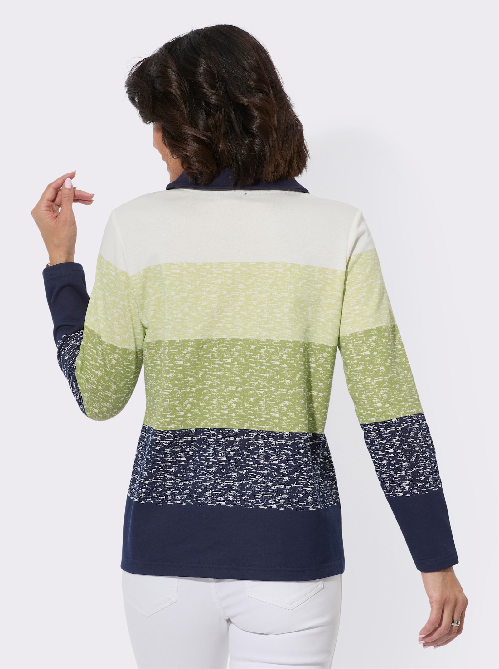 Sweatshirt mit Ringel-Druck - schilf-marine