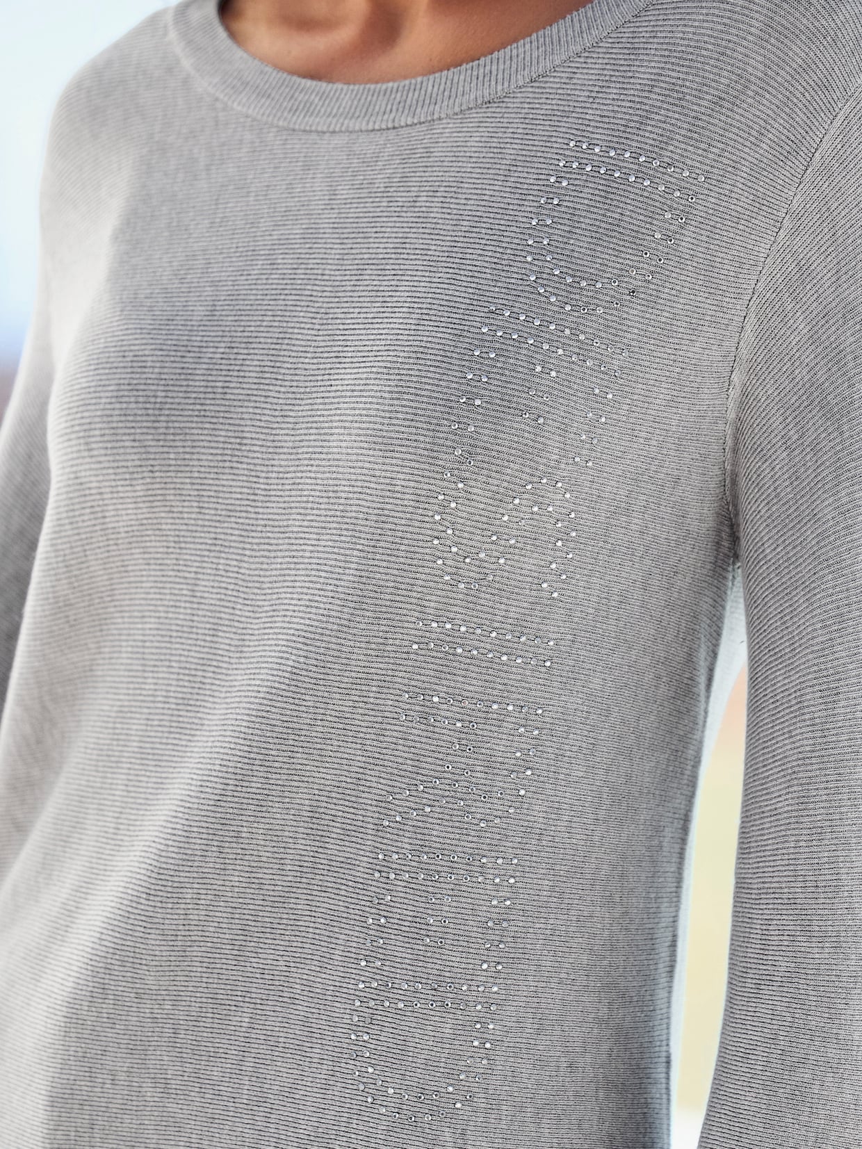 heine Pullover met ronde hals - lichtgrijs/ecru gemêleerd