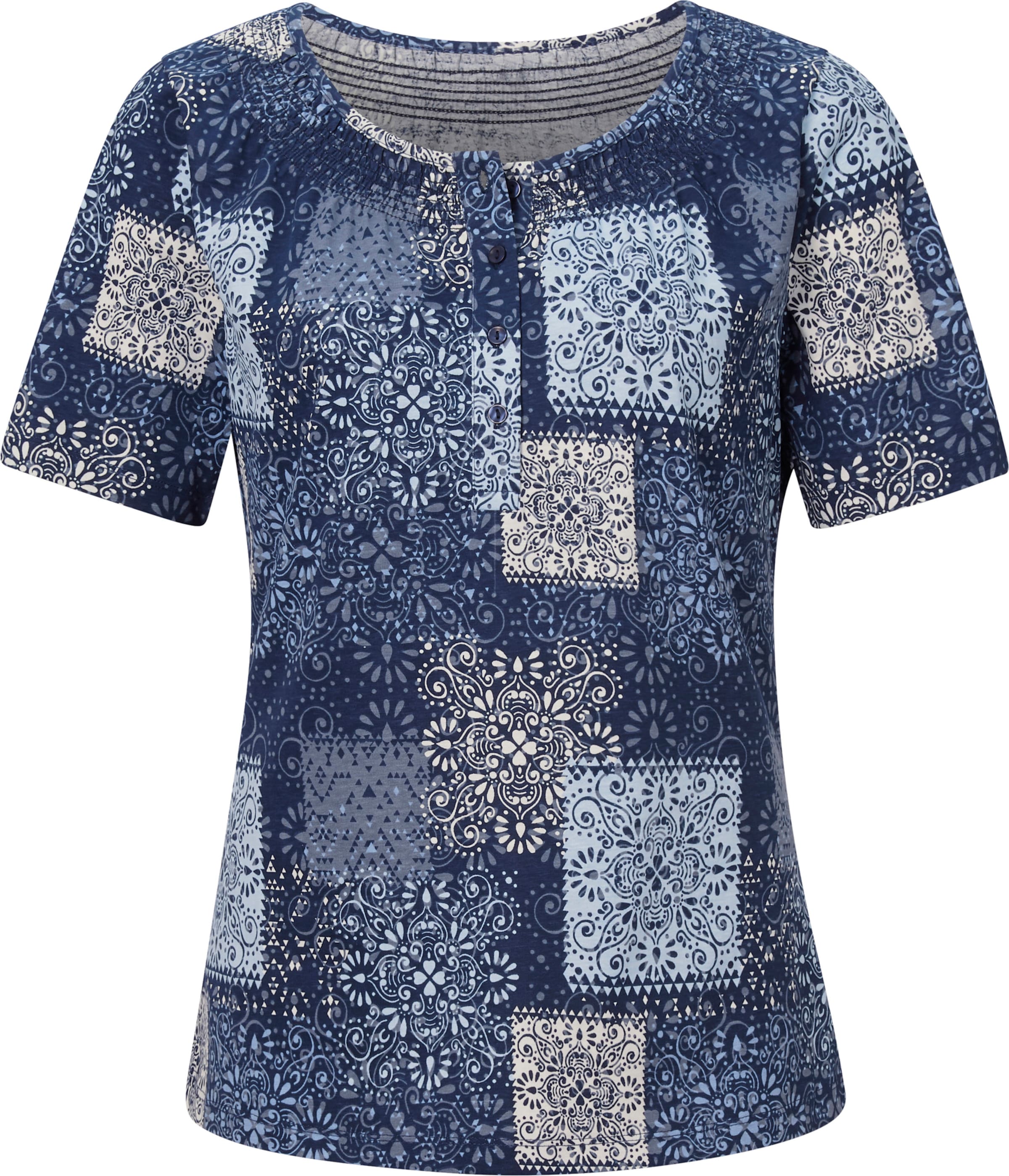 Your Look... for less! Dames Shirt met ronde hals marine geprint Größe