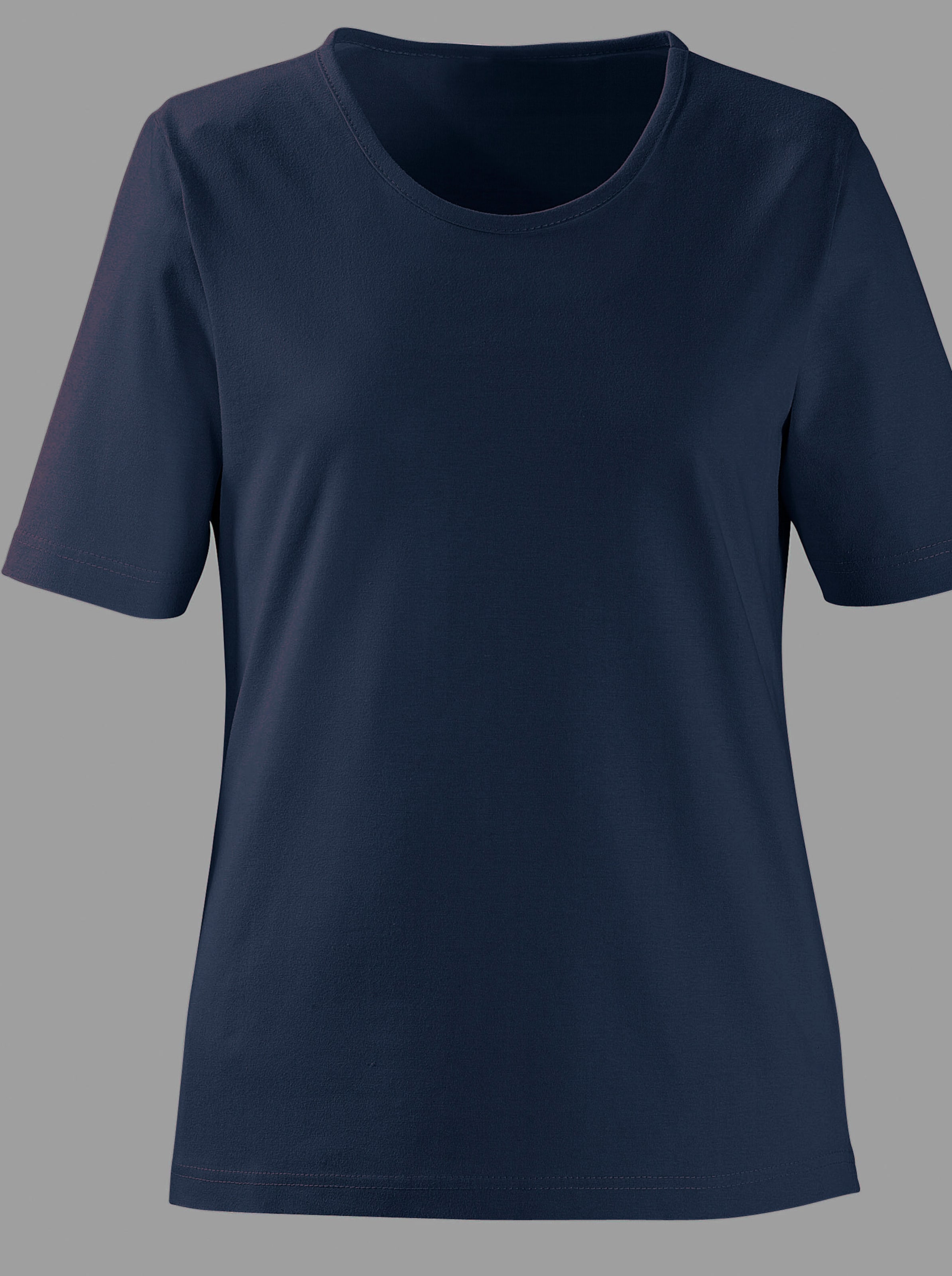 mit Rundhals günstig Kaufen-Rundhalsshirt in marine von heine. Rundhalsshirt in marine von heine <![CDATA[Shirt mit Rundhals-Ausschnitt – ein echtes Basic für Ihre Garderobe!]]>. 