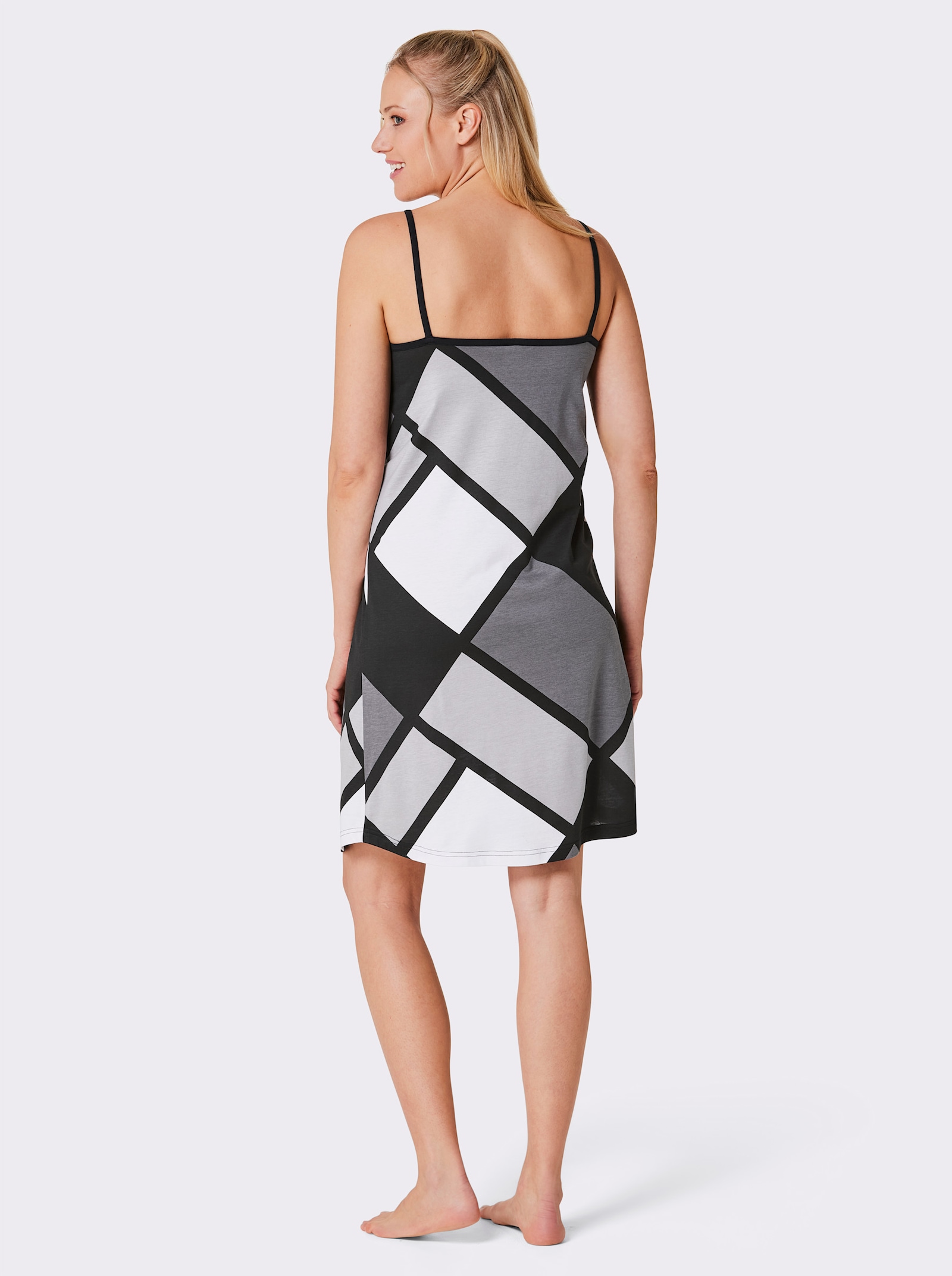 wäschepur Nachthemden mit Grafikprint - schwarz-türkis-bedruckt + schwarz-anthrazit-bedruckt