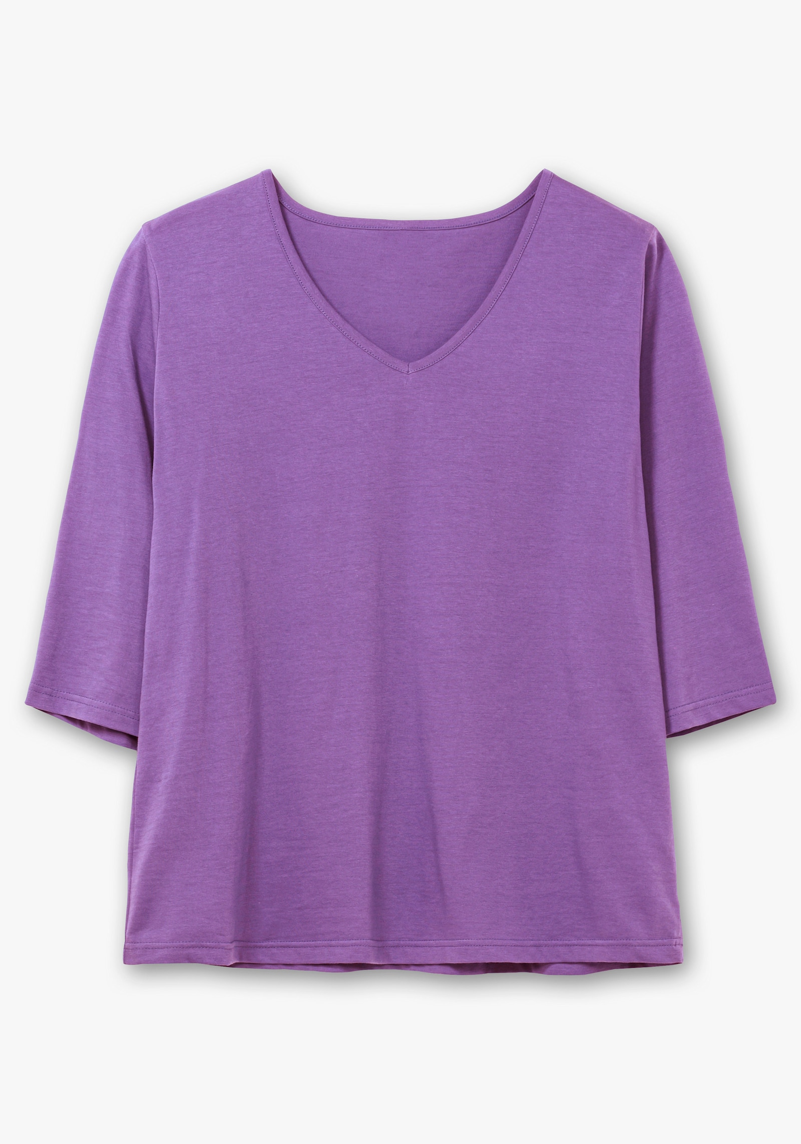 3/4-Arm-Shirt mit V-Ausschnitt - lila