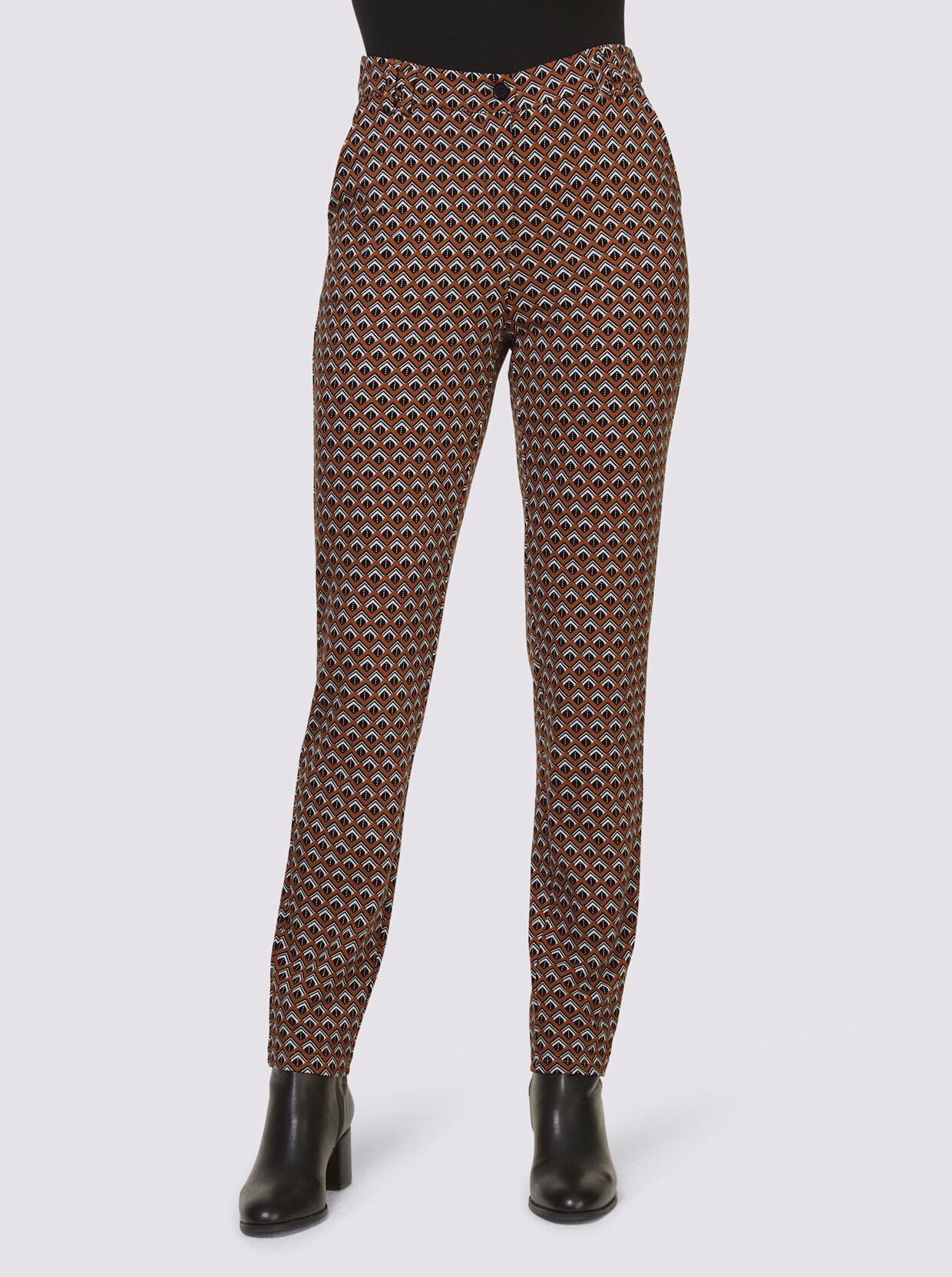 heine Jersey-Hose - cognac-schwarz-bedruckt