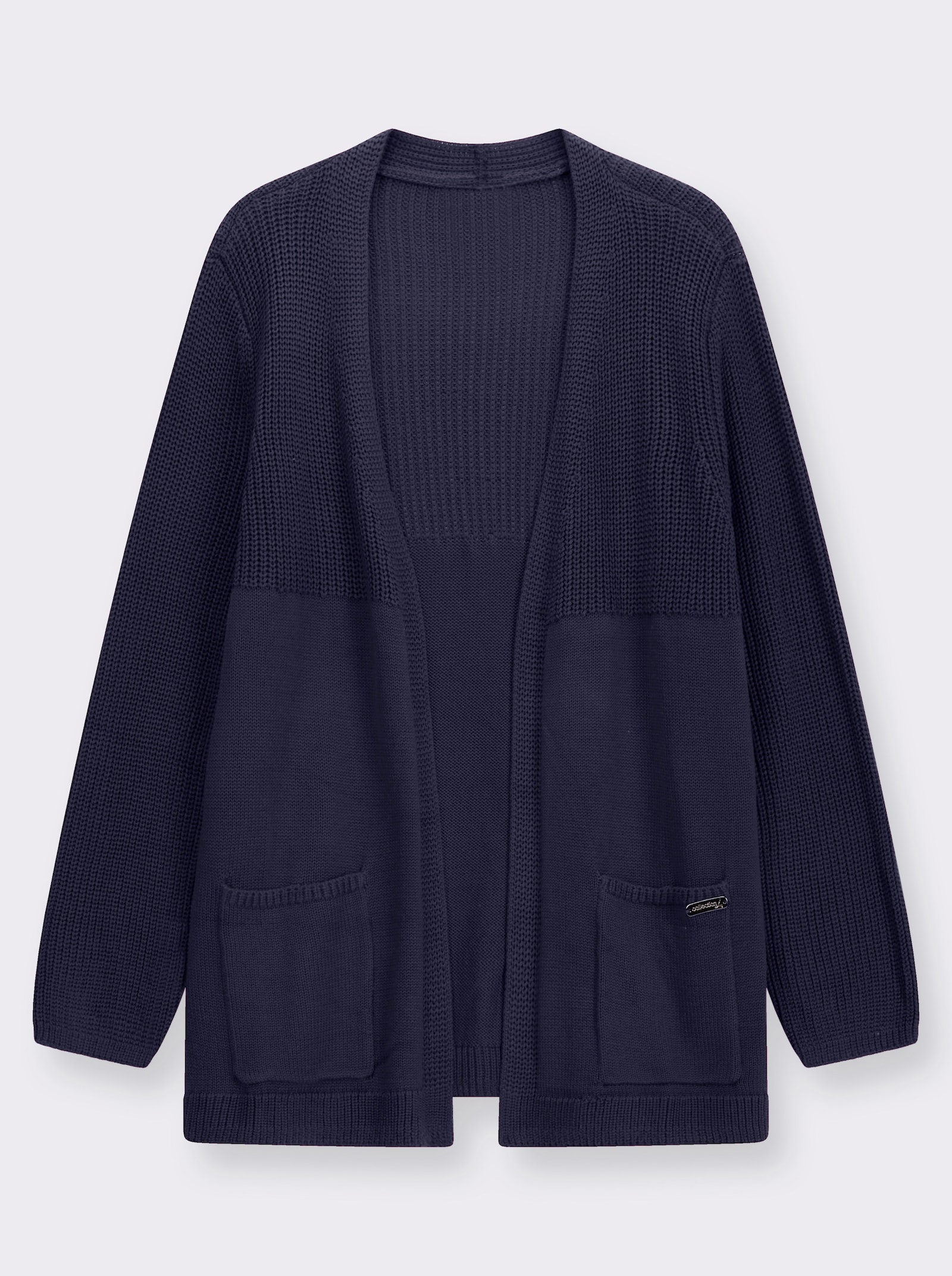Strickjacke in langer, offener Form - marine