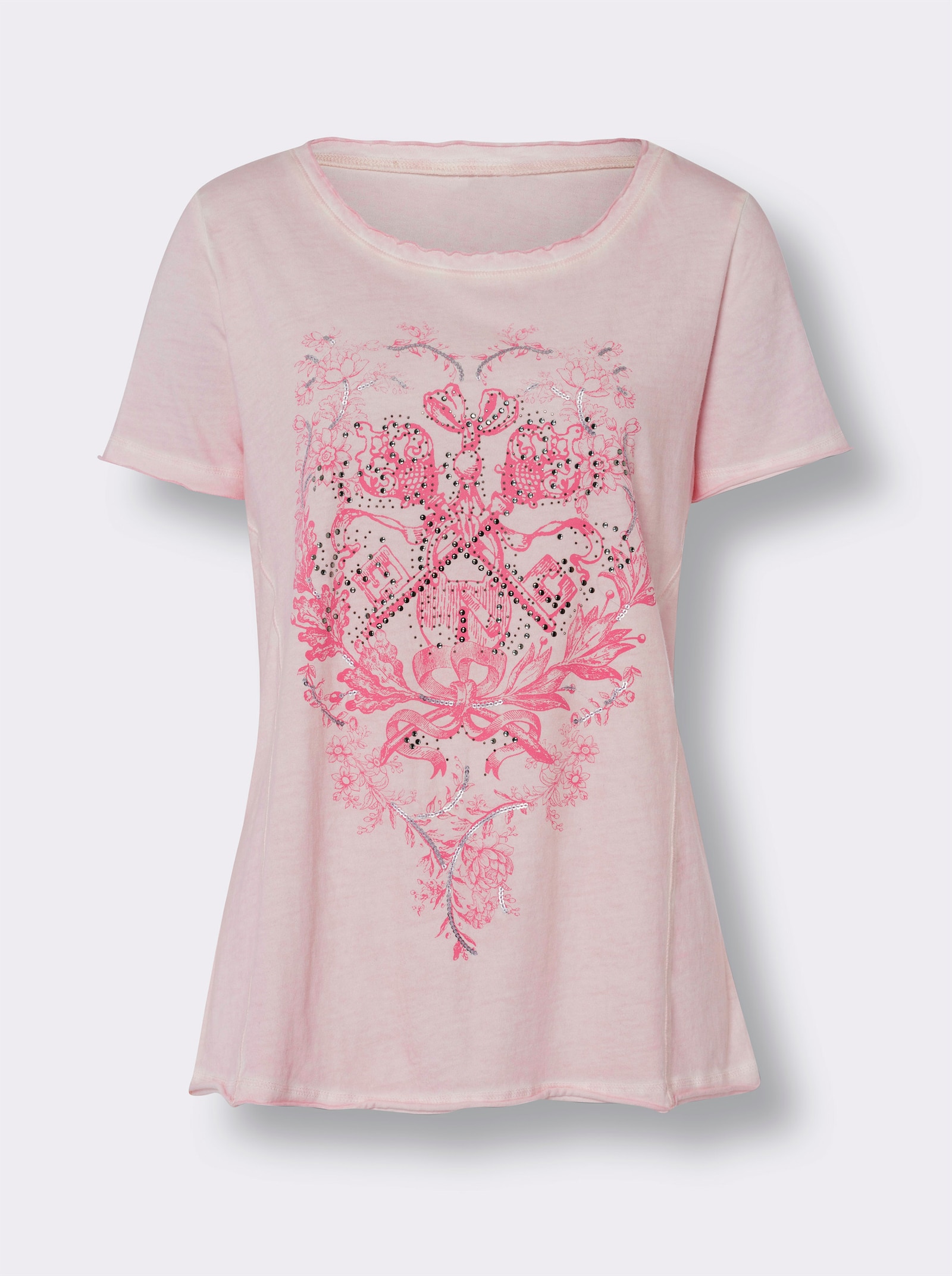 heine Kurzarmshirt in Oil-dyed-Waschung - hellrosé