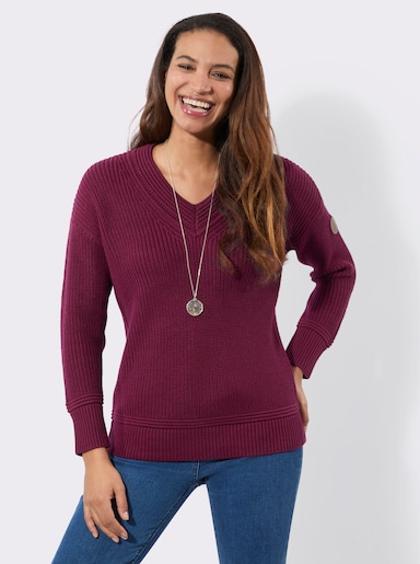 V-Ausschnitt-Pullover - bordeaux