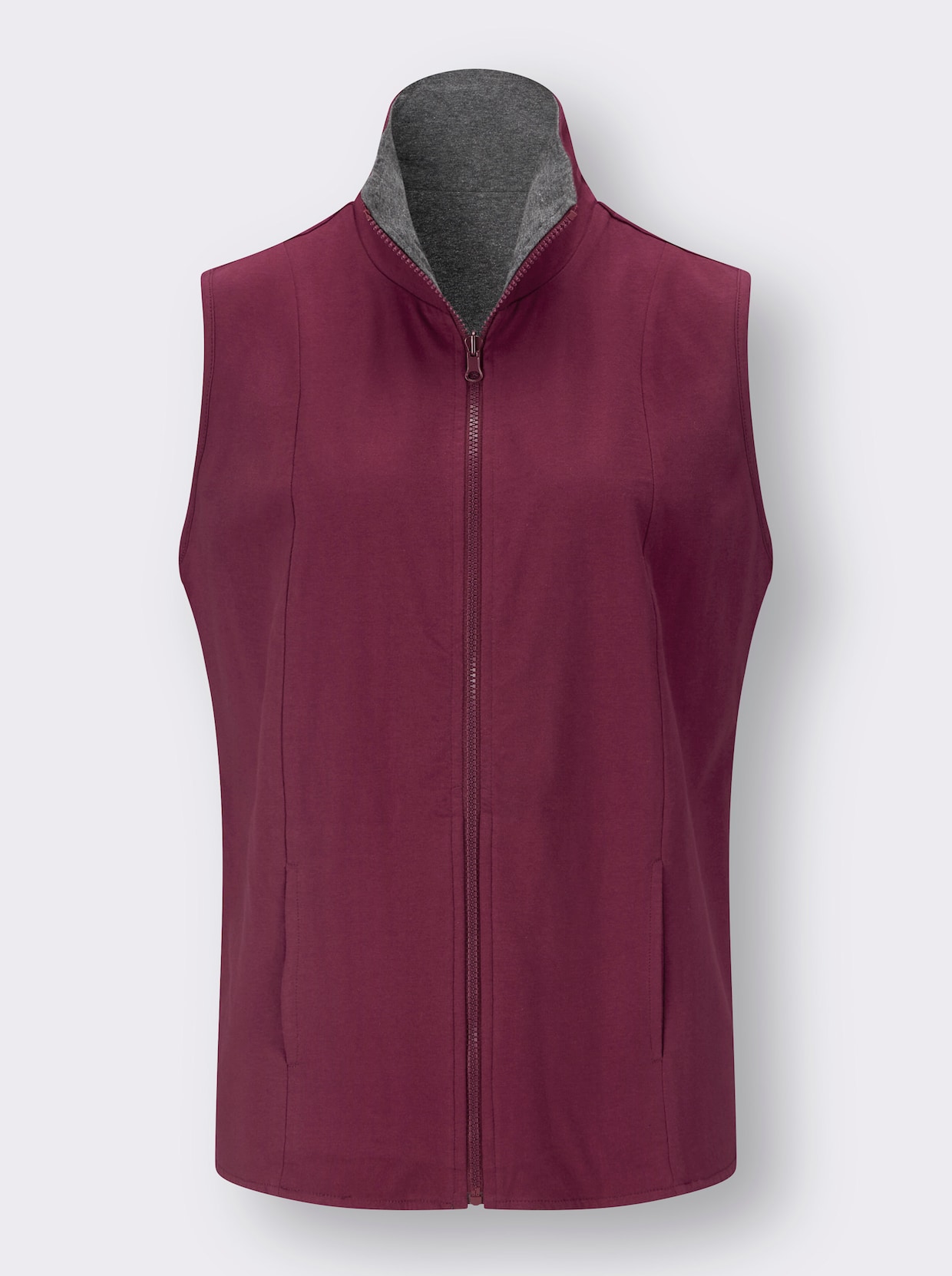 Keerbaar gilet - bordeaux/antraciet gemêleerd