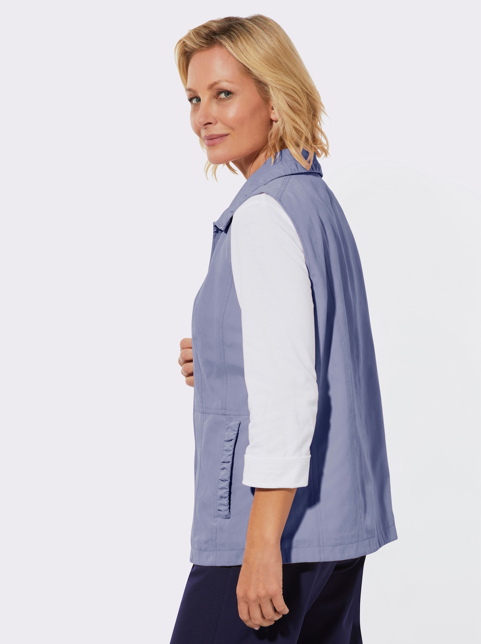 Gilet met rimpelingen - duivenblauw