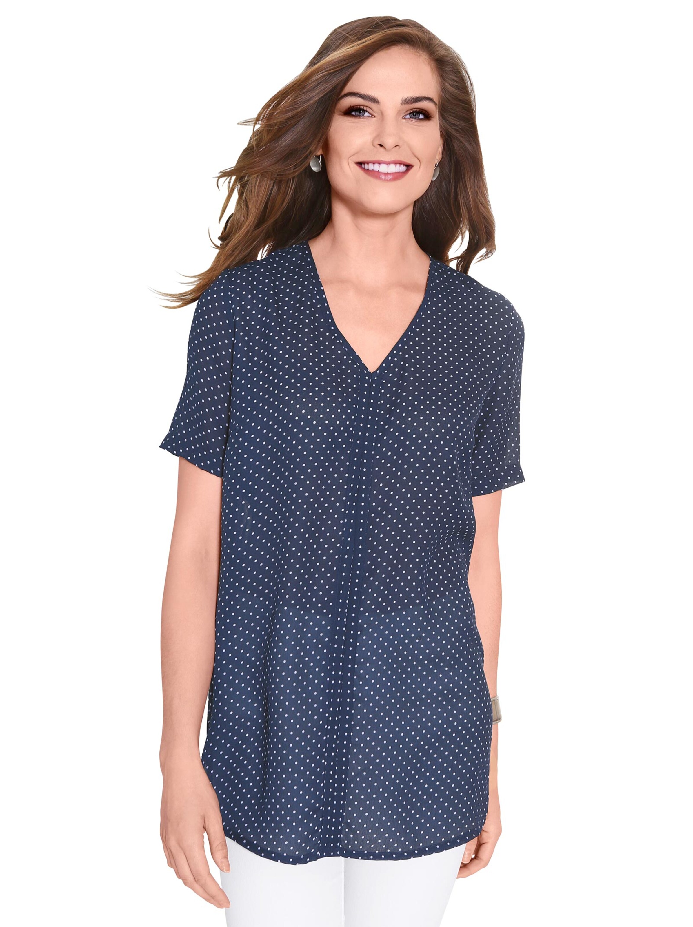 Gestreifte Bluse - marine-getupft