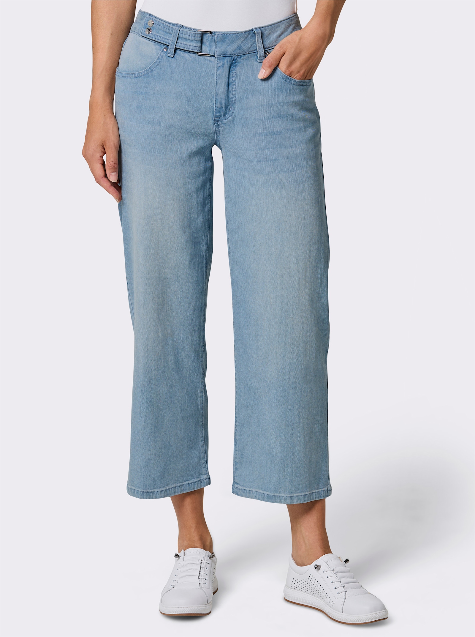 CREATION L PREMIUM Stretch-Jeans mit Stickerei - blue-bleached