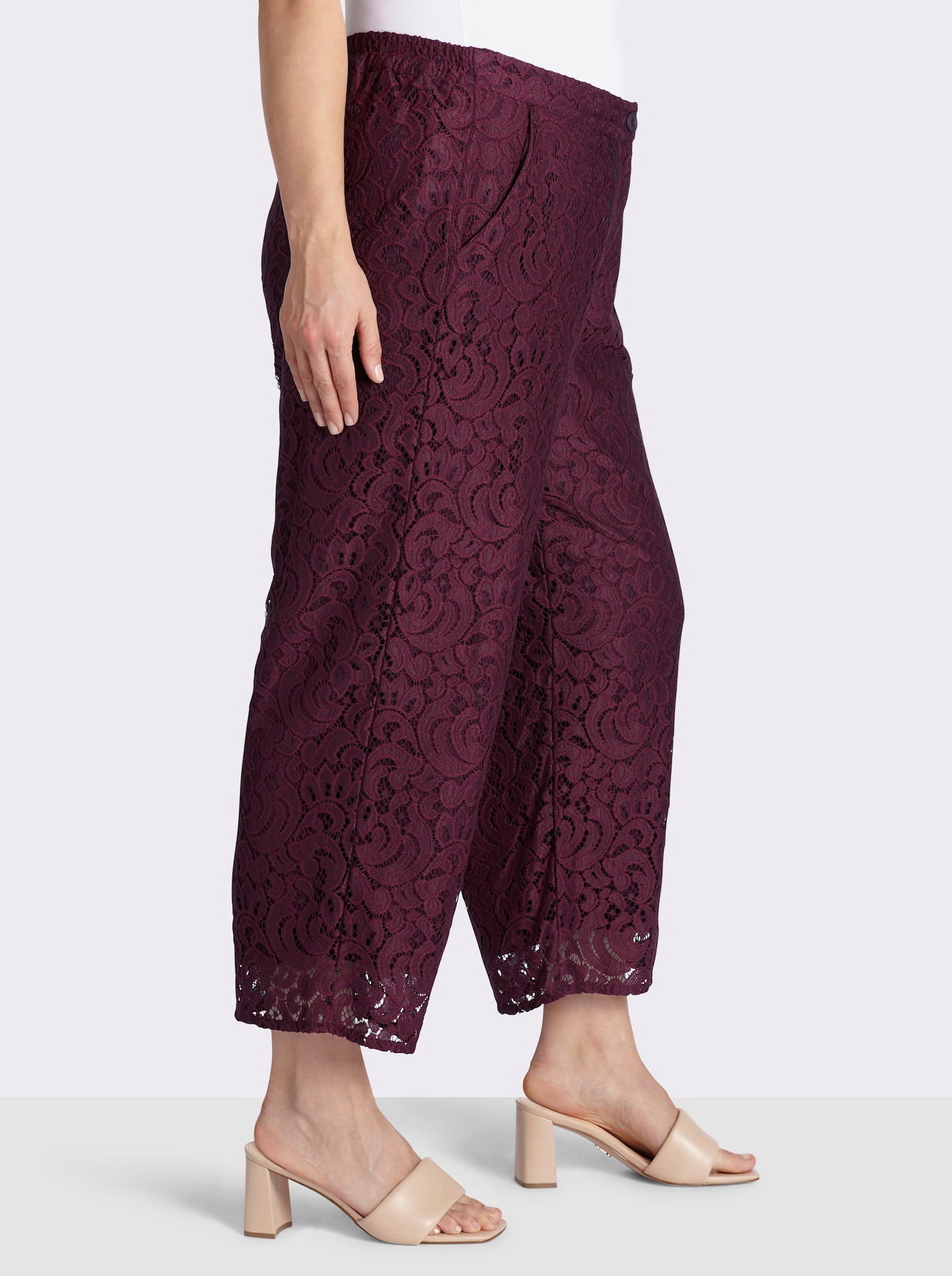 sheego Hose mit rundum Spitze - burgund