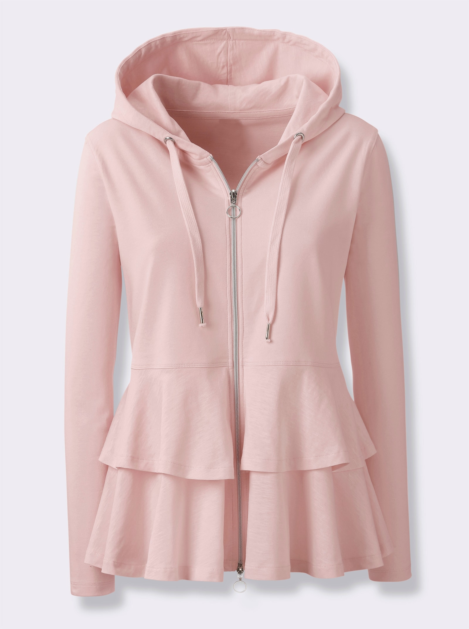 heine Shirtjacke mit Volants - hellrosé