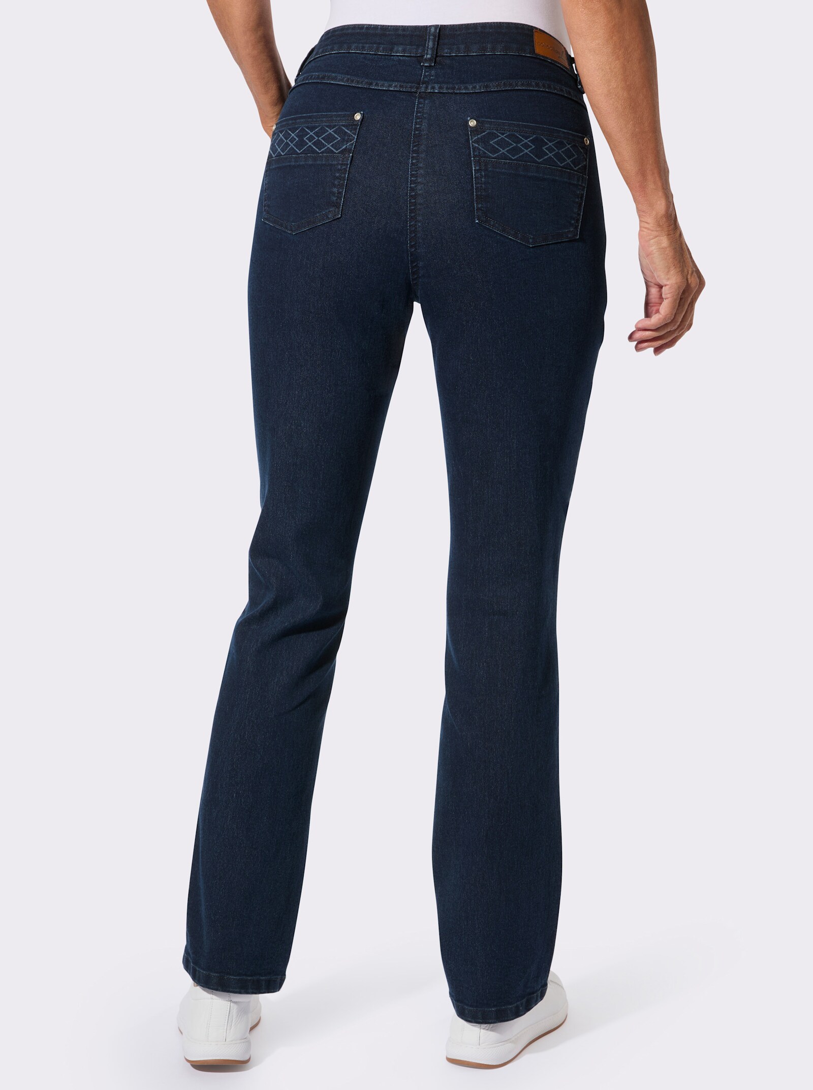 Jeans mit seitlichem Laser-Druckmuster - dunkelblau
