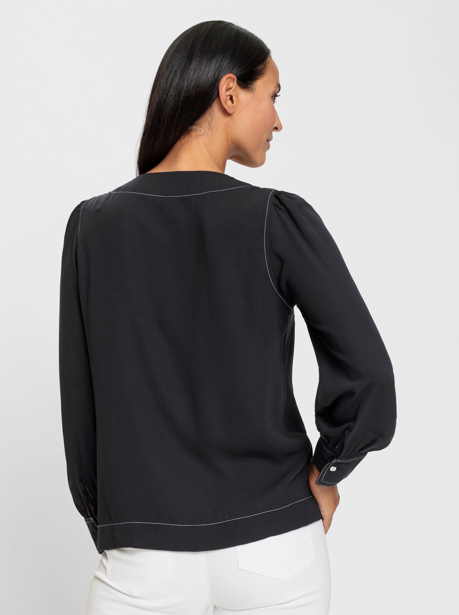 heine Langarmbluse mit Ballon-Ärmeln - schwarz