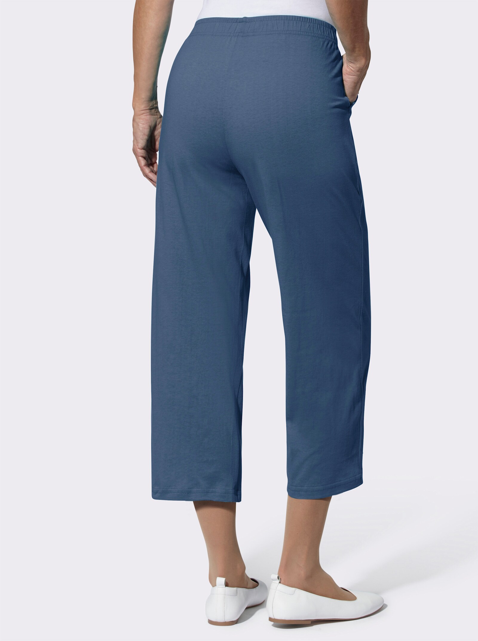 7/8 kalhoty se široce střiženými nohavicemi - džínová modrá