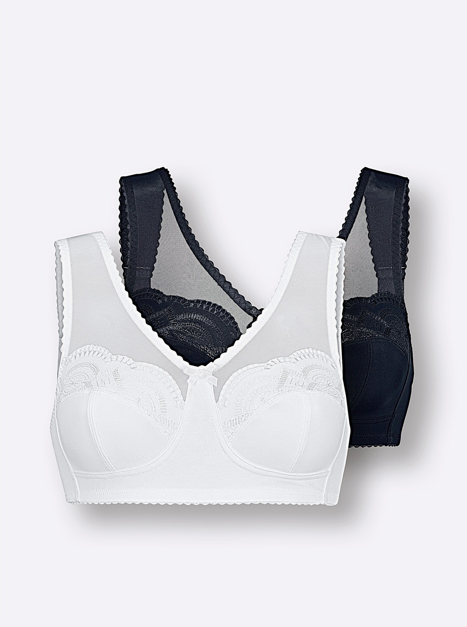 wäschepur Entlastungs-BH ohne Bügel mit Spitze - weiß + marine