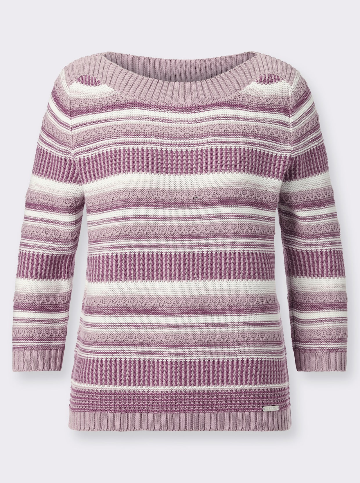 Pullover - mauve-ecru-gestreift