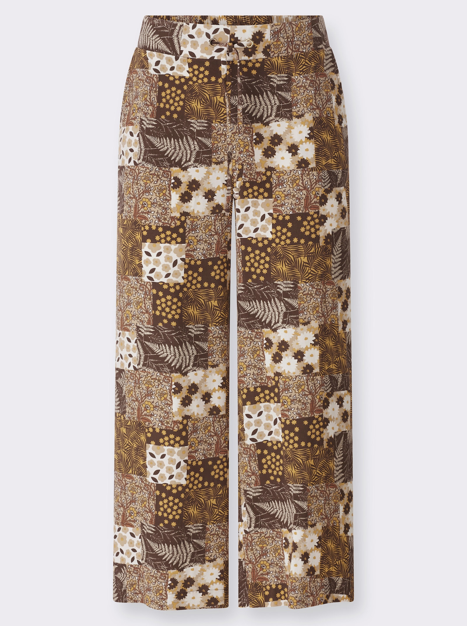Schlupfhose mit seitlichen Taschen - sand-schoko-bedruckt