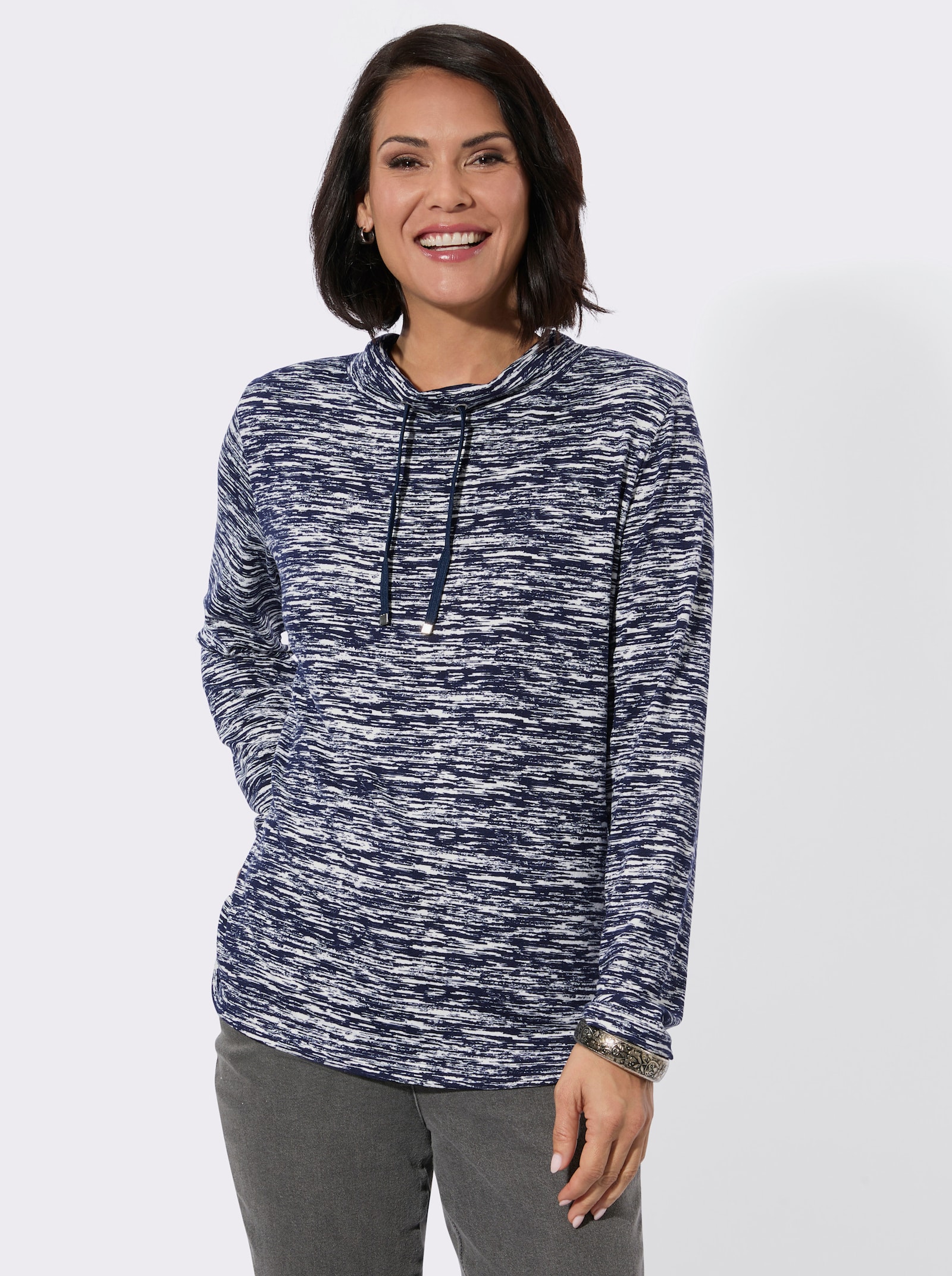 Winter-Shirt - marine-bedruckt