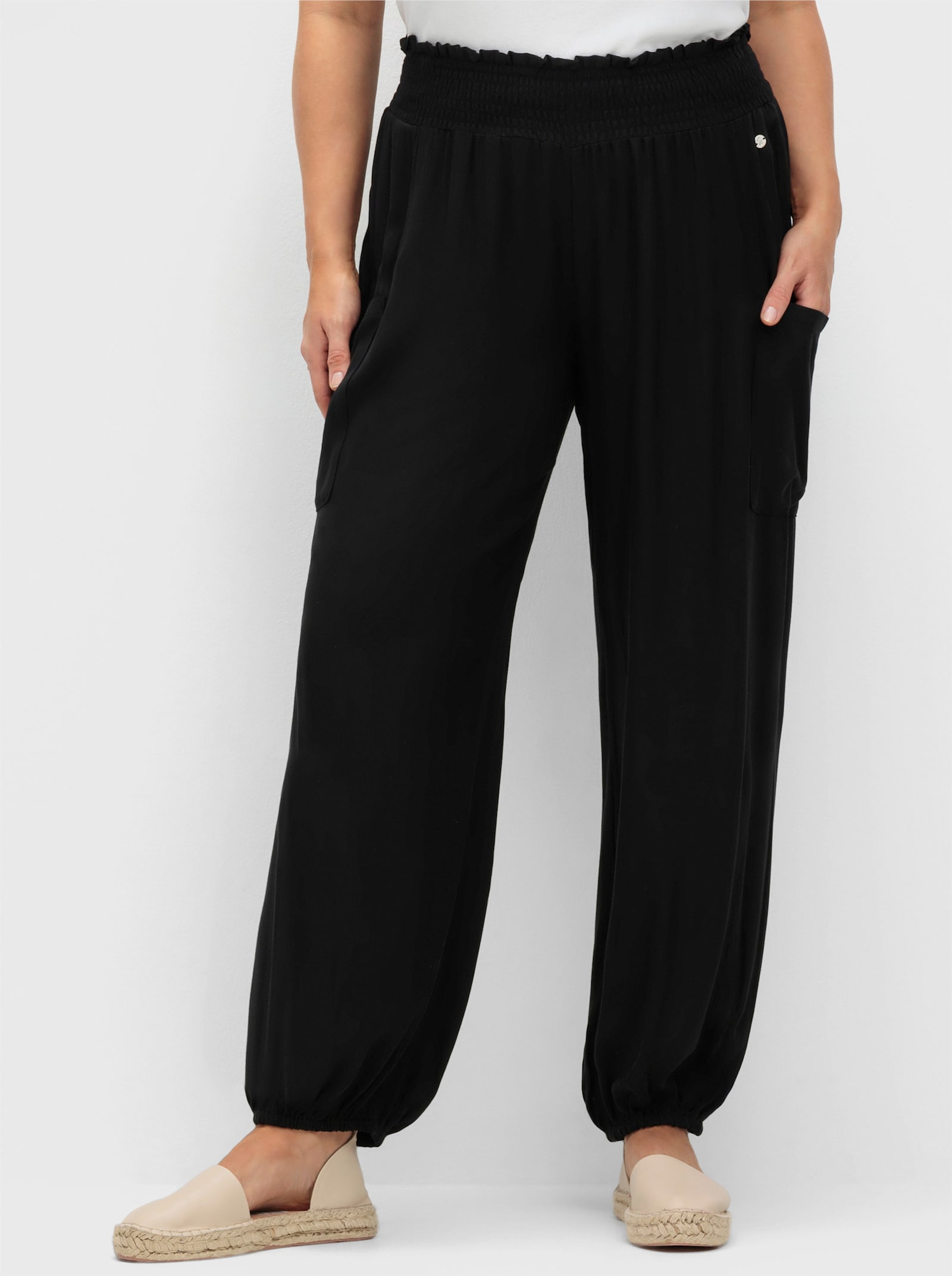 sheego Comfortbroek in wijd model - zwart