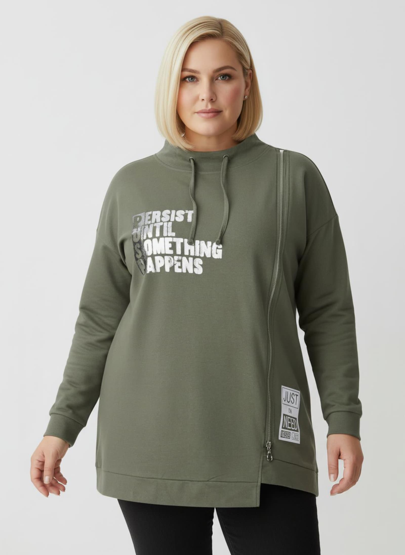 Sweatshirt mit asymmetrischem Schnitt - khaki