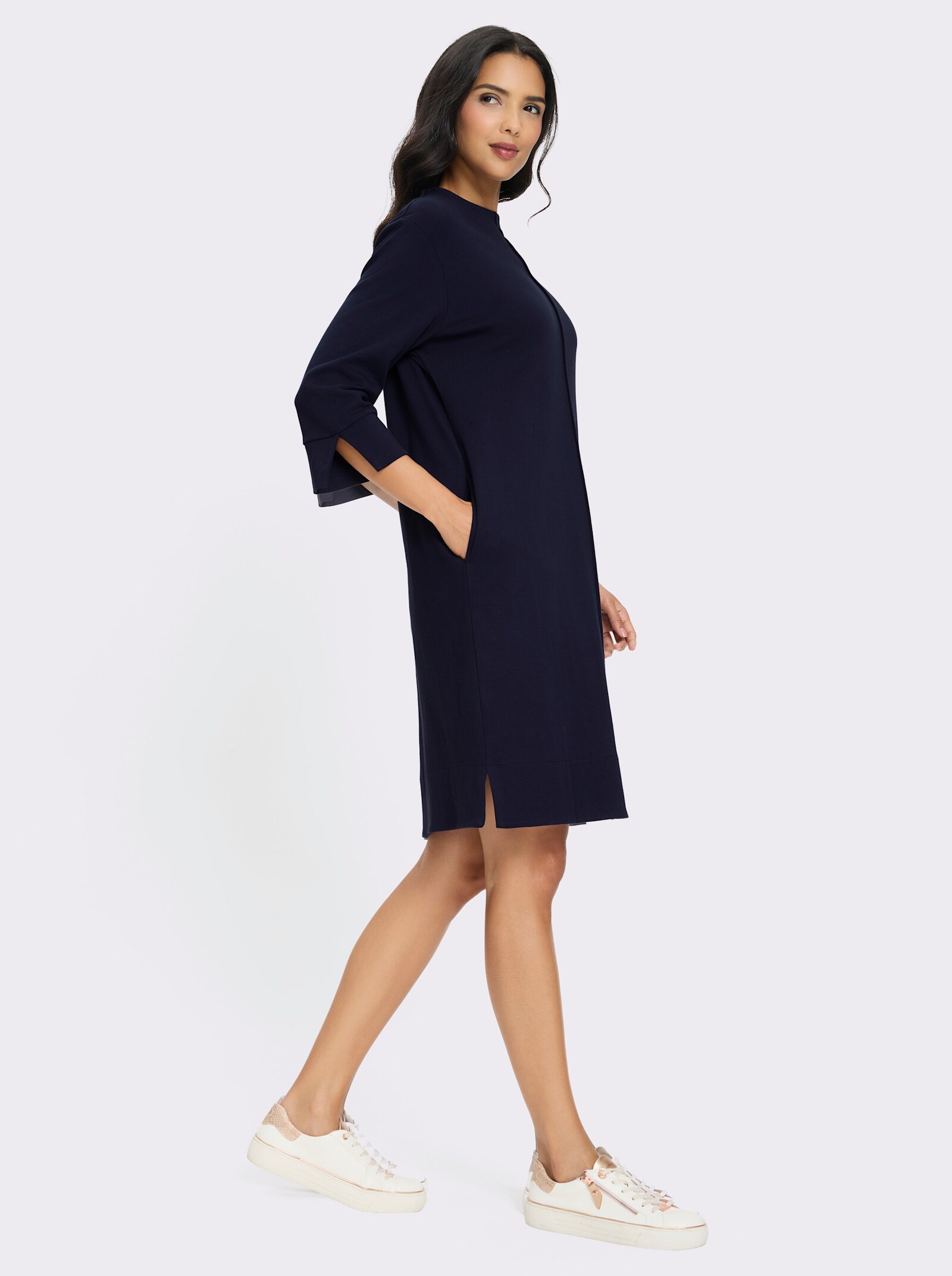 Jerseykleid mit U-Boot-Ausschnitt - marine