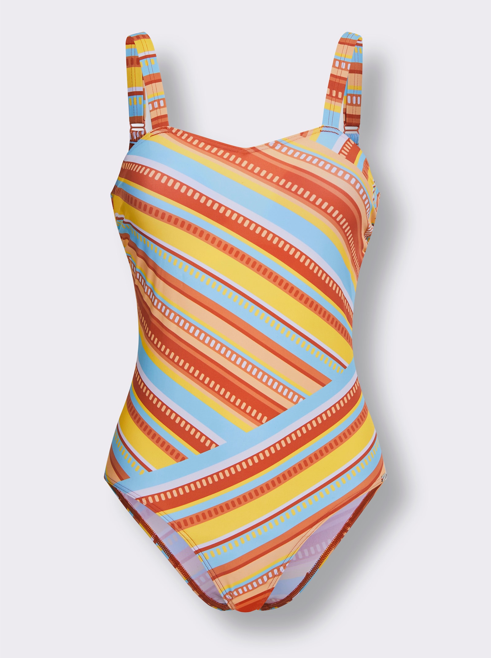 feel good Badeanzug - papaya-aquamarin-gestreift