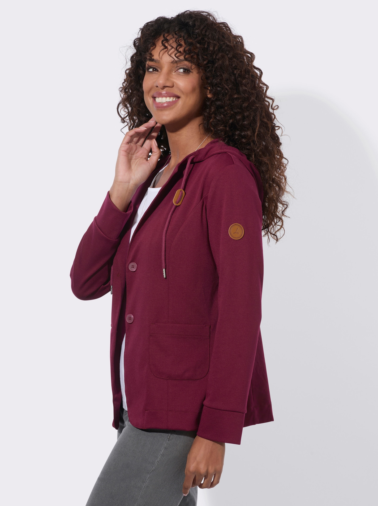 Shirtjacke mit Reverskragen - bordeaux