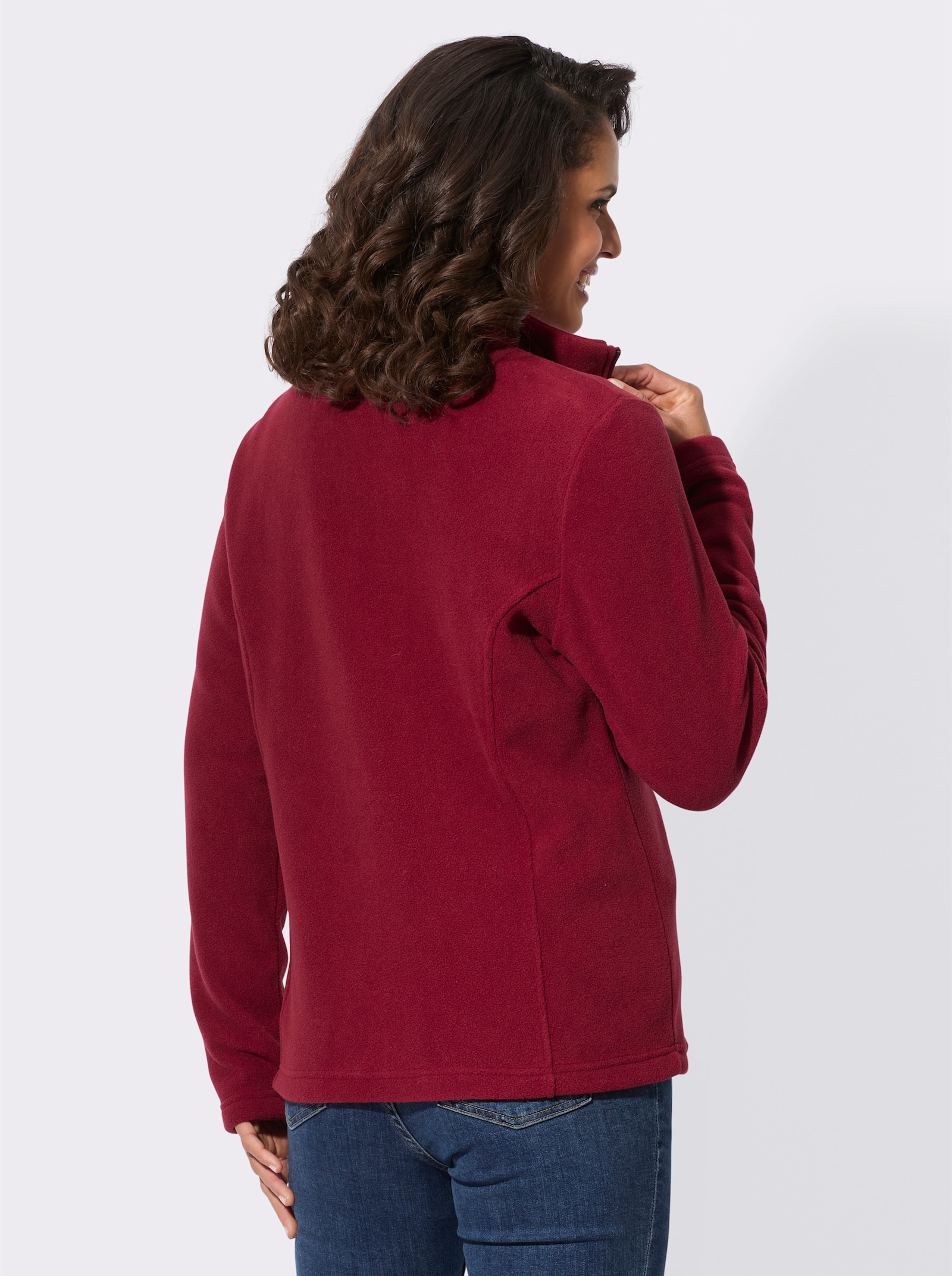 Fleecejacke mit Umlegekragen - dunkelrot