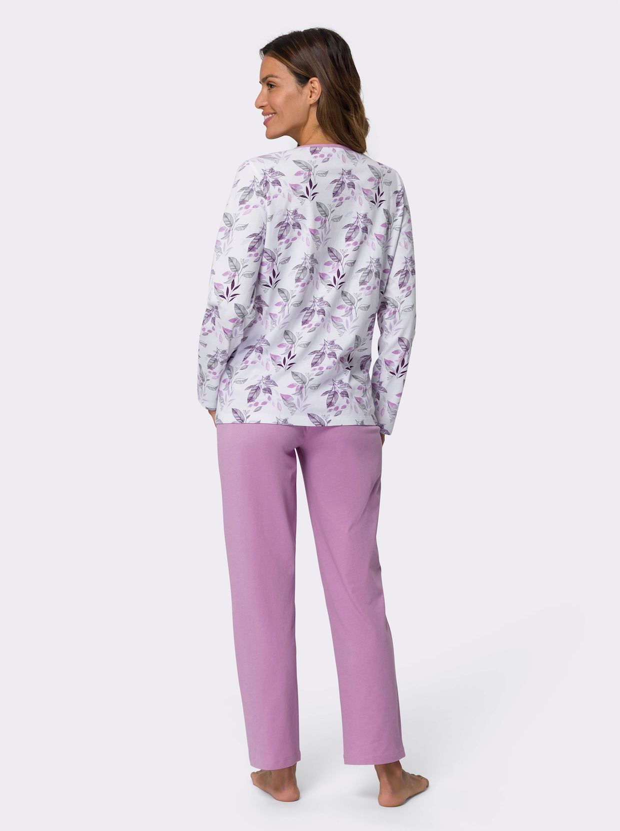Pyžamo - bílá-orchideová-potisk