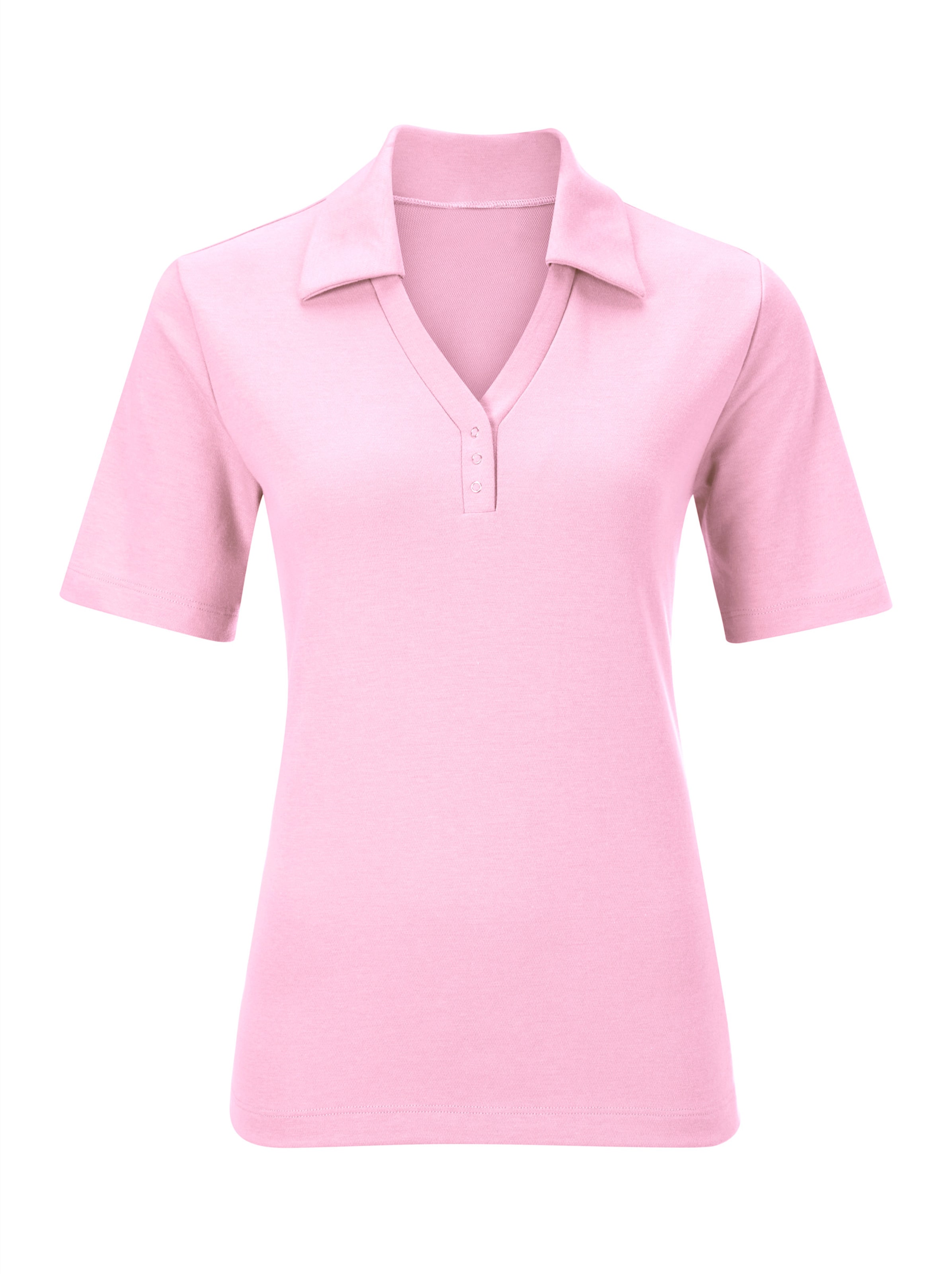 pfe in  günstig Kaufen-Poloshirt in rosé von heine. Poloshirt in rosé von heine <![CDATA[Shirt mit offener Kragenlösung. Kleine Knopfleiste mit Druckknöpfen. Seitenschlitze. Spezielle Stay Cool & Dry-Ausrüstung.]]>. 