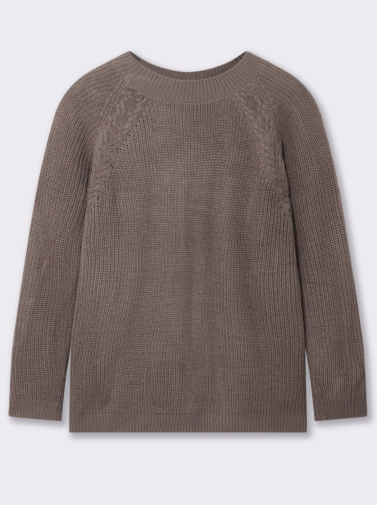 Stehkragenpullover mit Raglan-Ärmeln - taupe