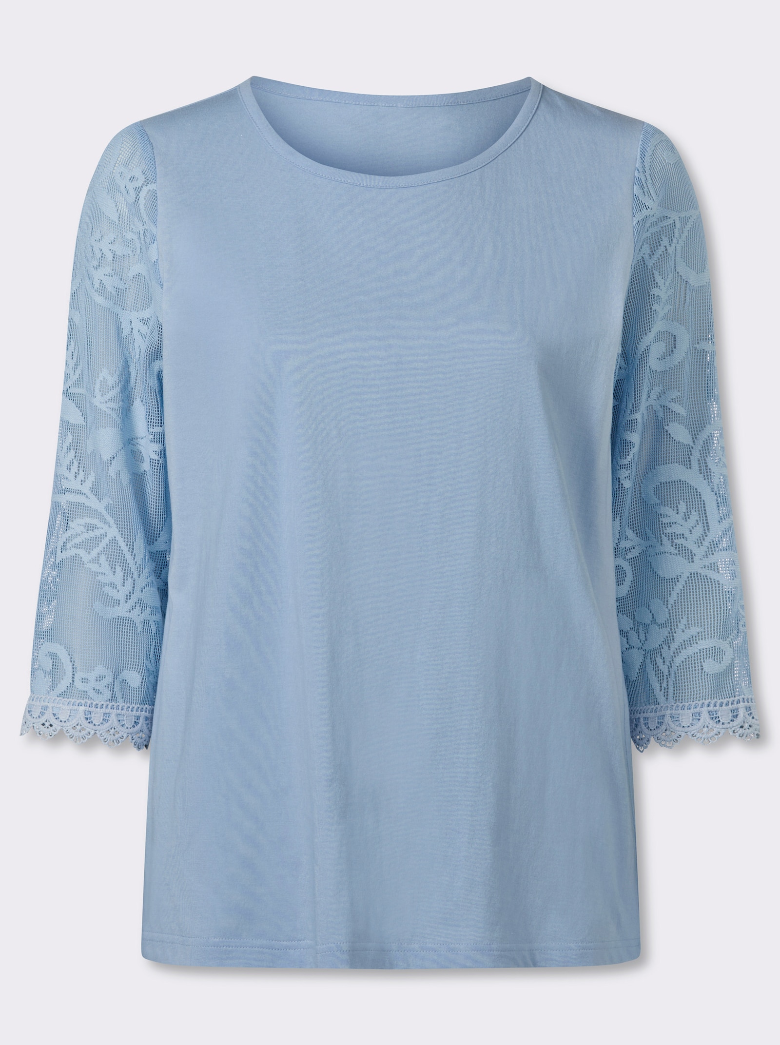 Spitzenshirt - hellblau