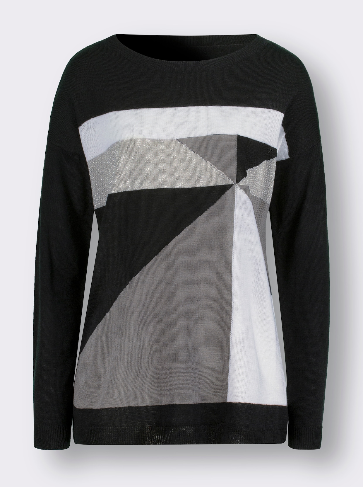 Pullover met lange mouwen - zwart/wit gedessineerd