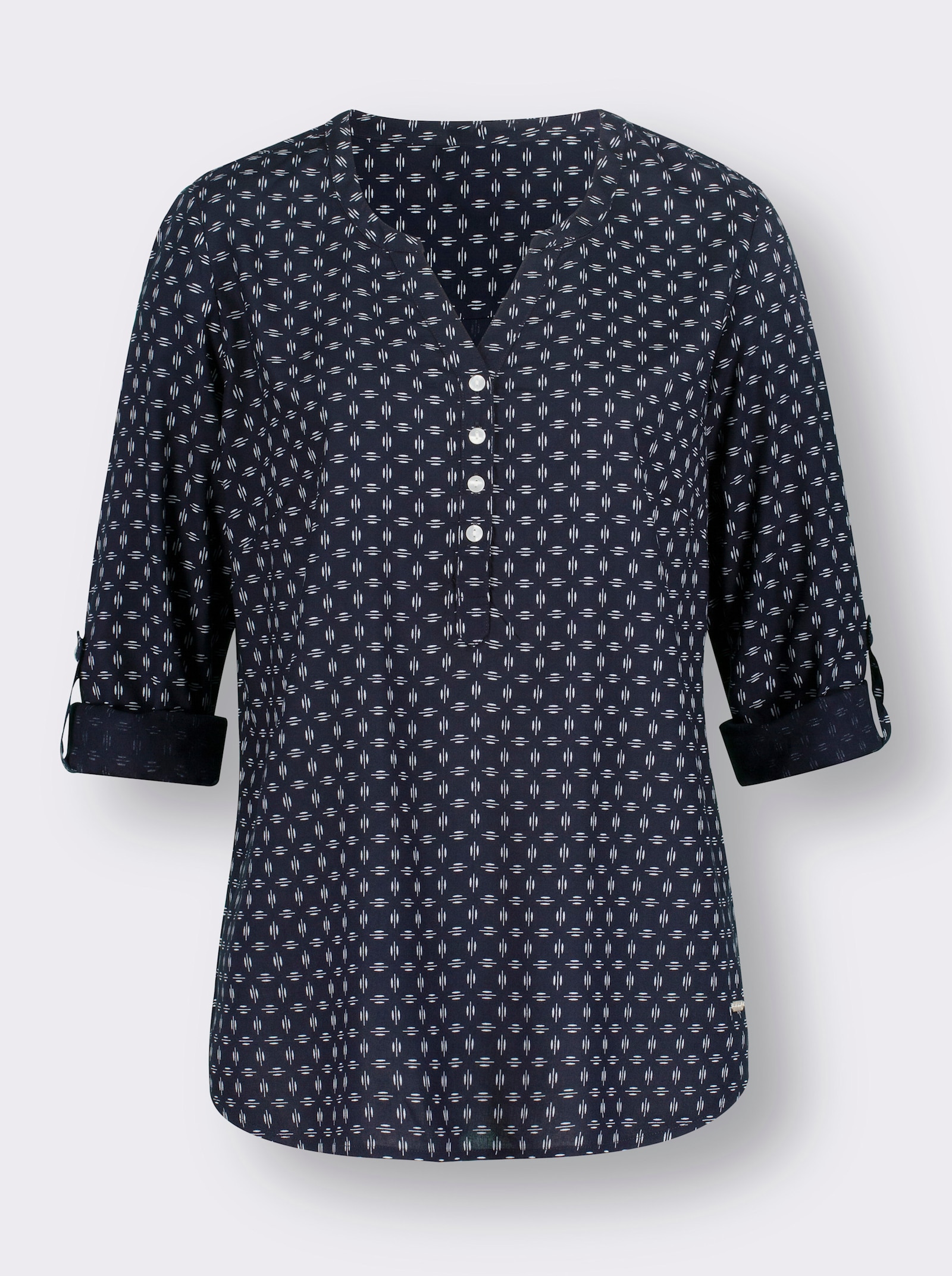 Navliekacia blúzka, min. vzor - mavomodré, biela potlač