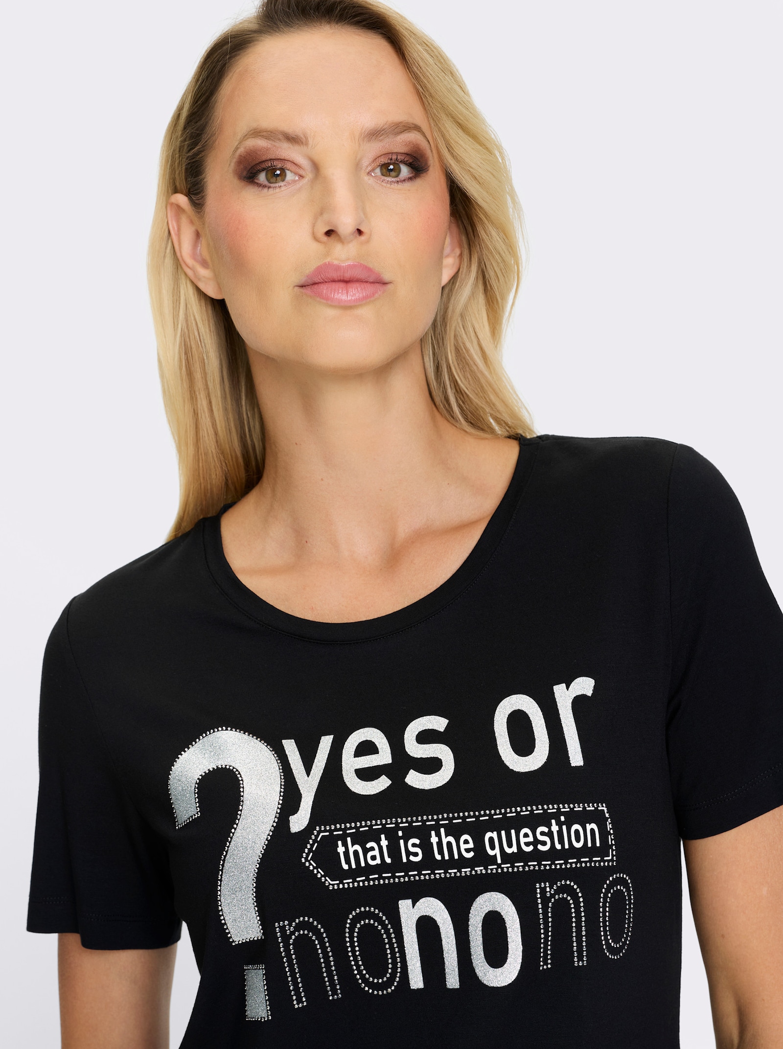 heine T-Shirt mit Glitzer-Effekten - schwarz