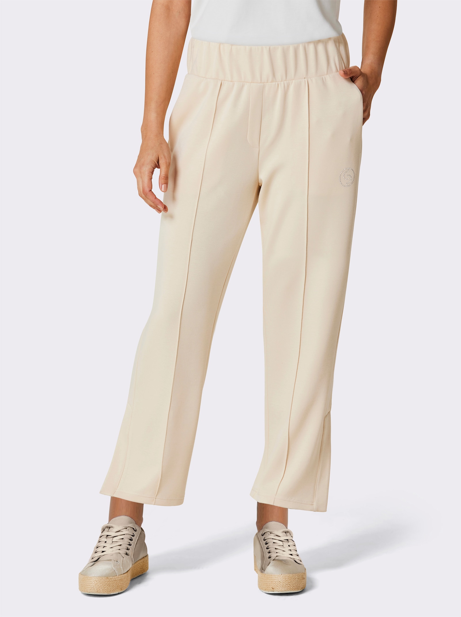 CREATION L PREMIUM Sweatbroek met verborgen pijpsplit - ivoorkleur