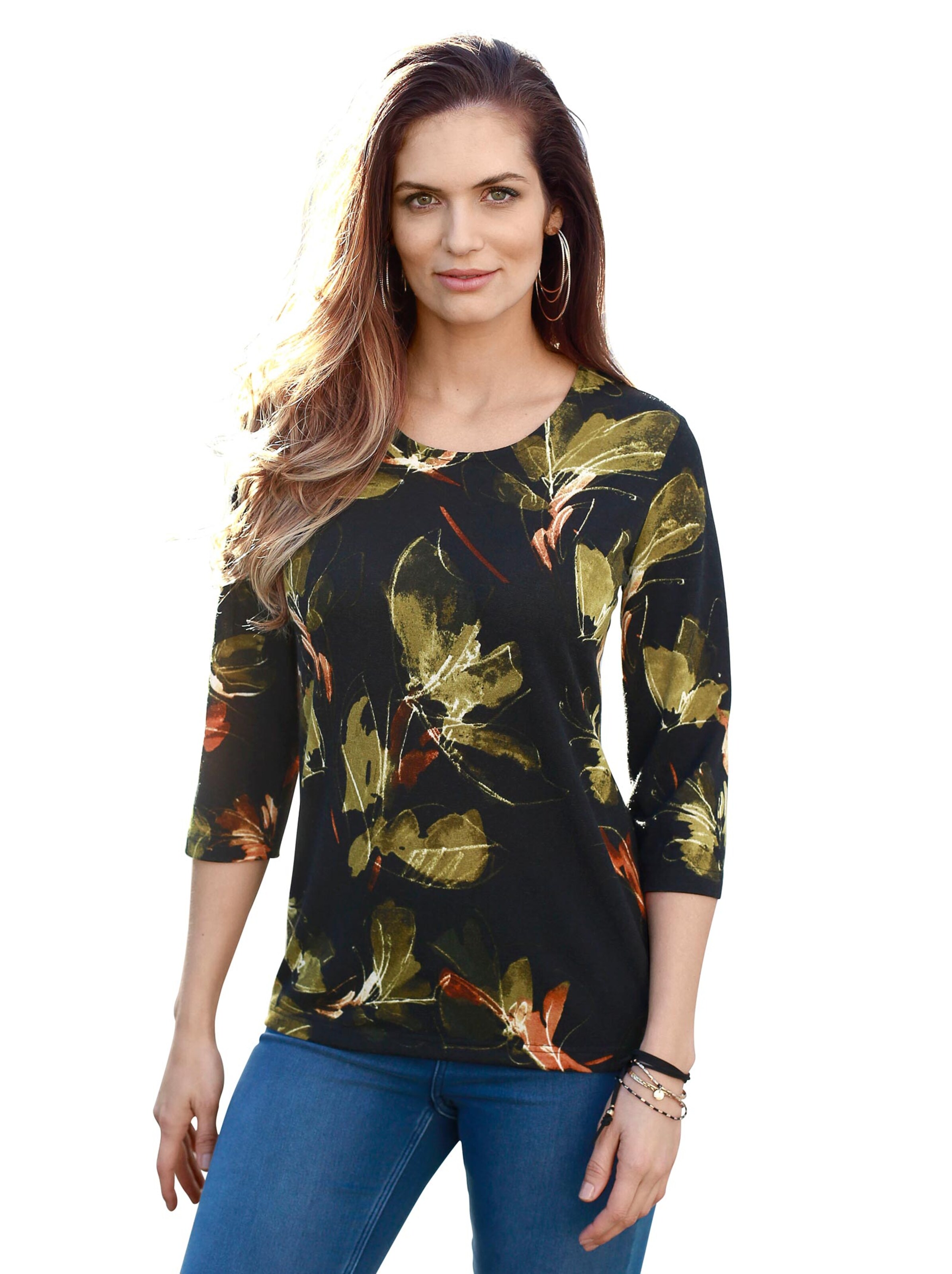 Pullover - oliv-bedruckt