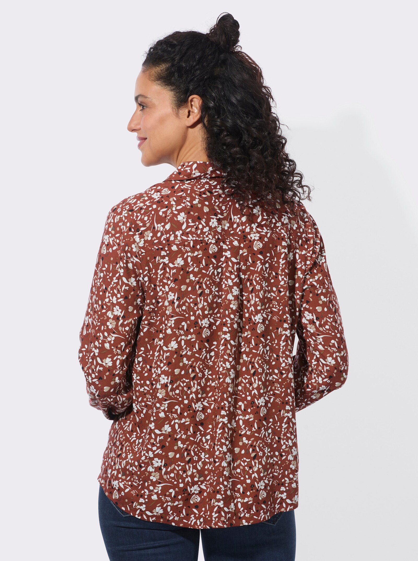  Druckbluse mit Falte hinten - rotbraun-schwarz-bedruckt