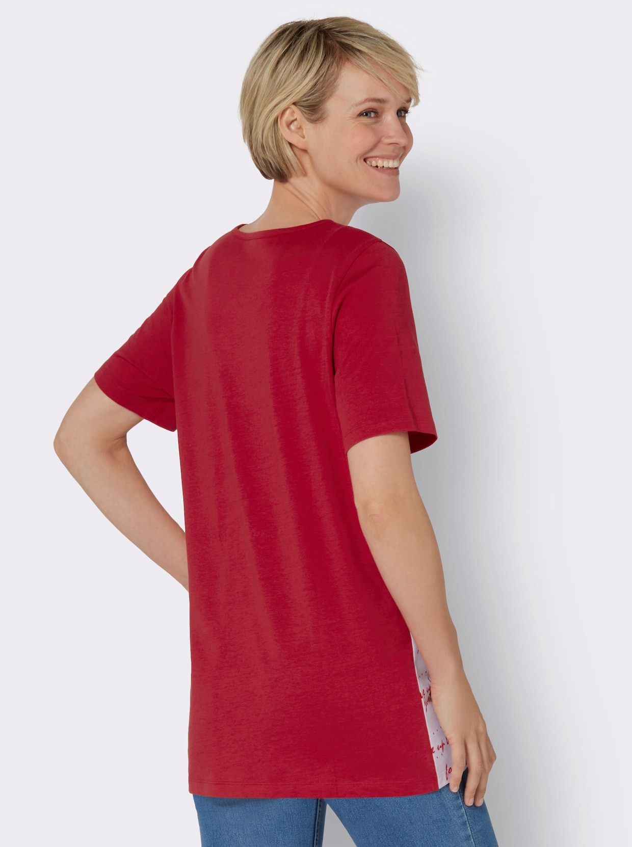 Dlouhé tričko - červená-bílá