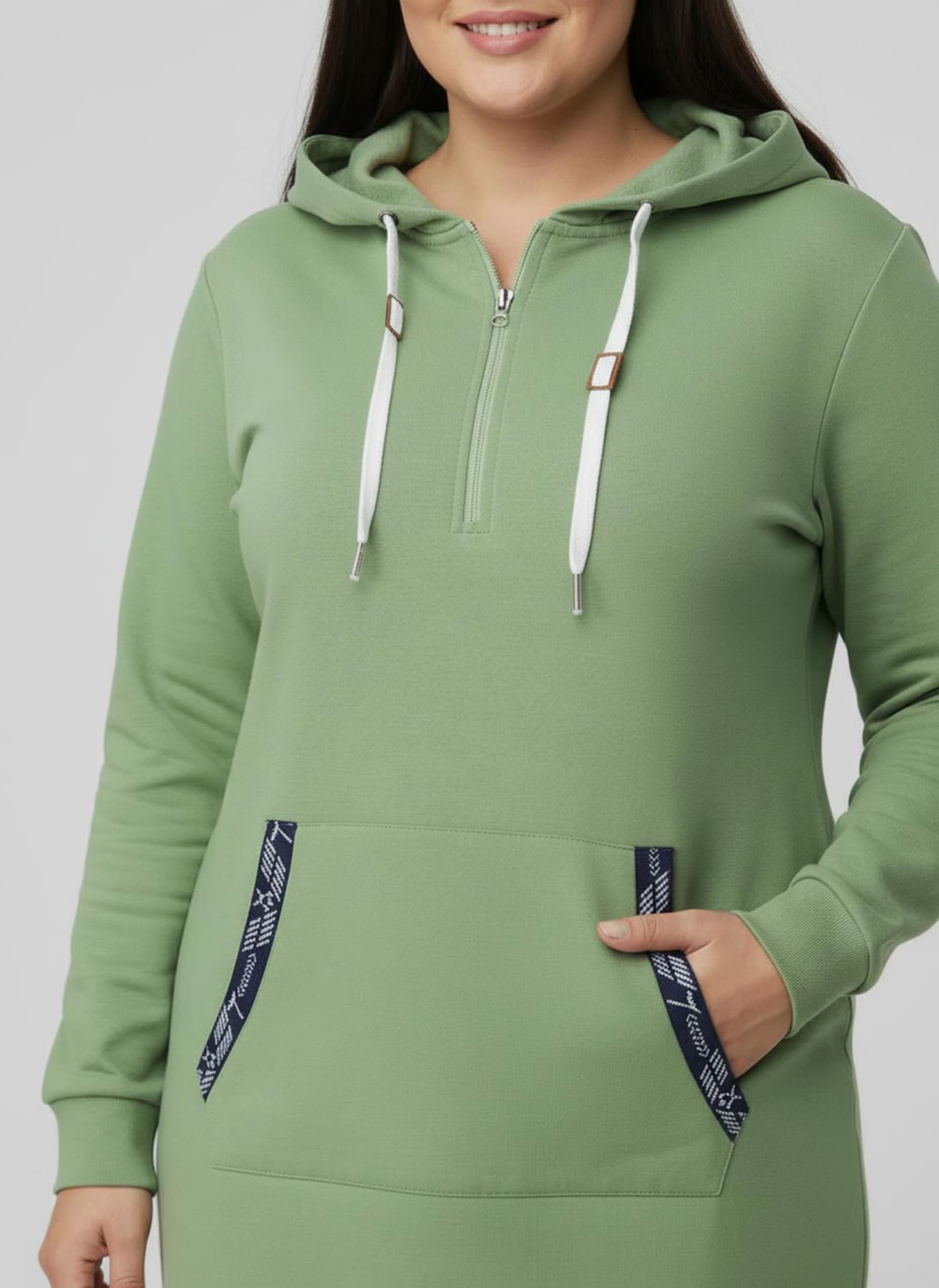 Jerseykleid mit Känguru-Tasche - apfel