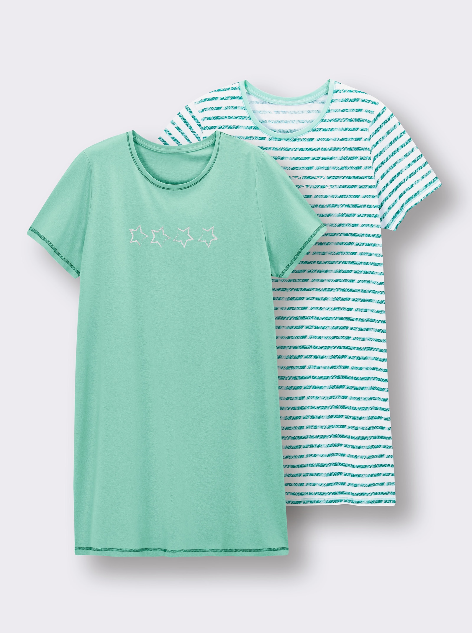 wäschepur Kurzarm Sleepshirts - mint + mint-gestreift