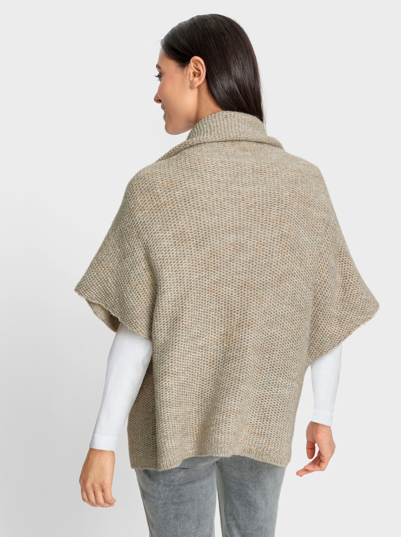 heine Strickjacke mit Stehkragen - champagner-beige-meliert