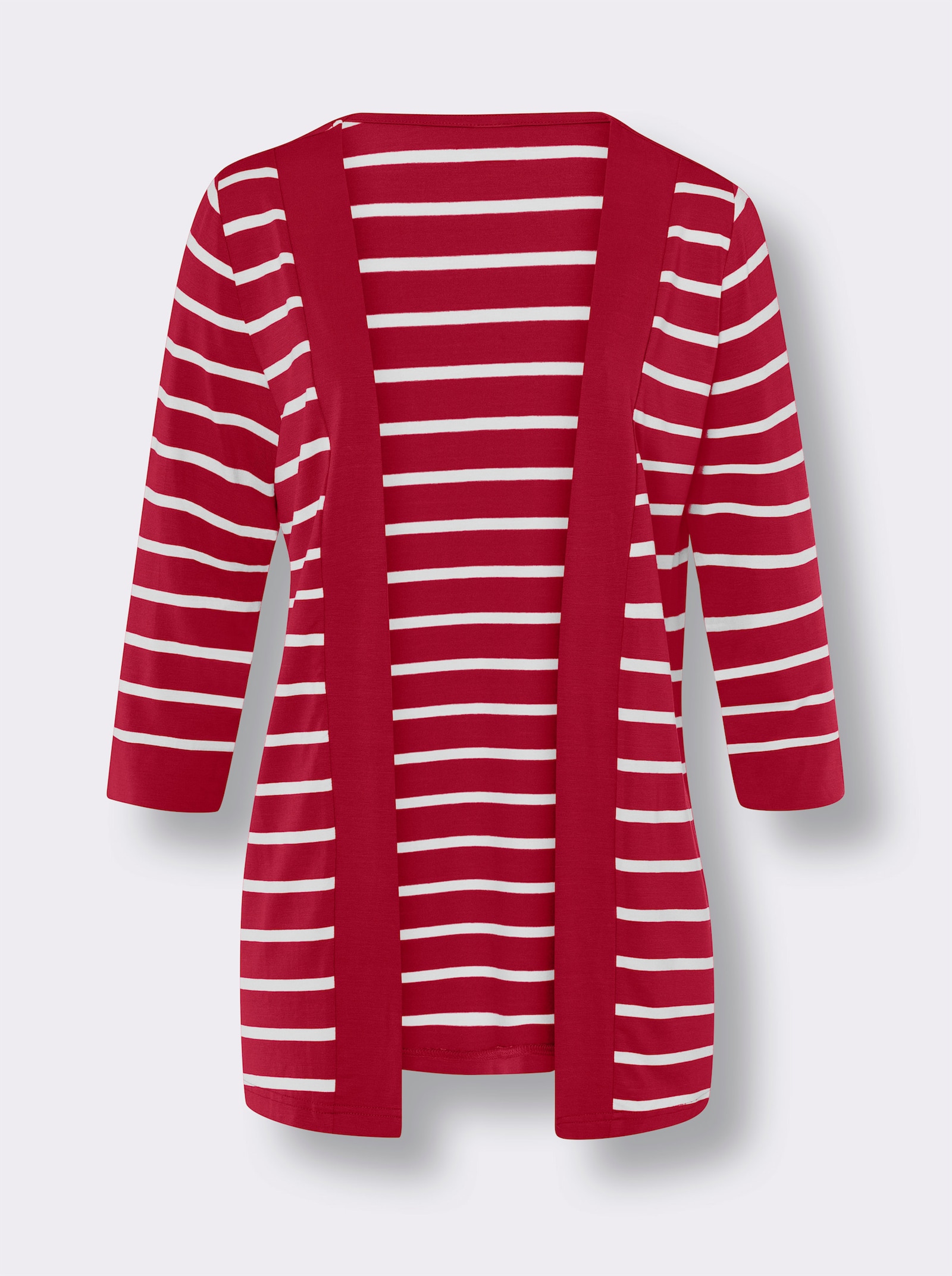 Shirtjacke im garngefärbten Streifenmuster - rot-weiß-gestreift
