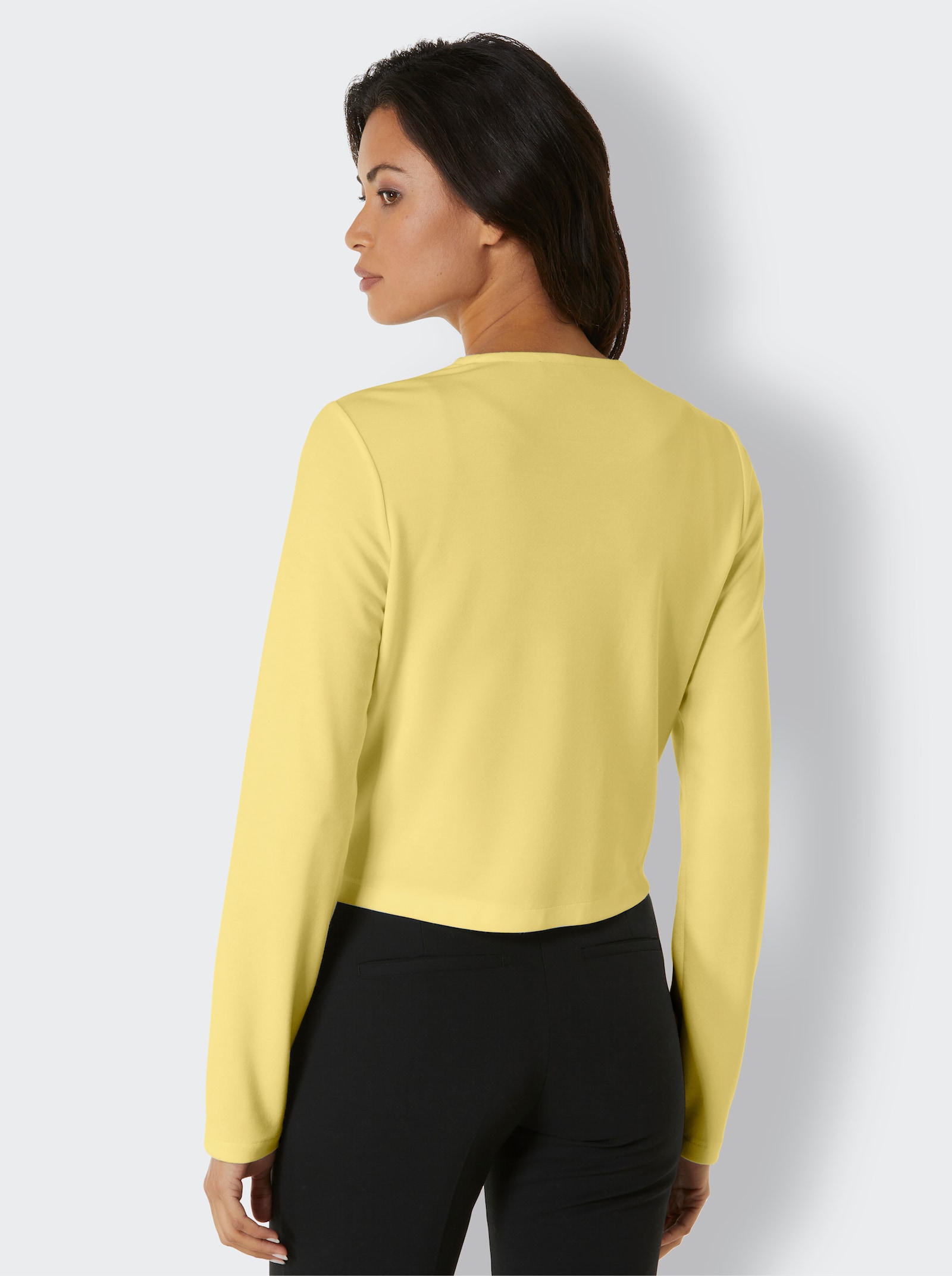 CREATION L PREMIUM Shirtjacke mit gewellten Kanten - zitrone