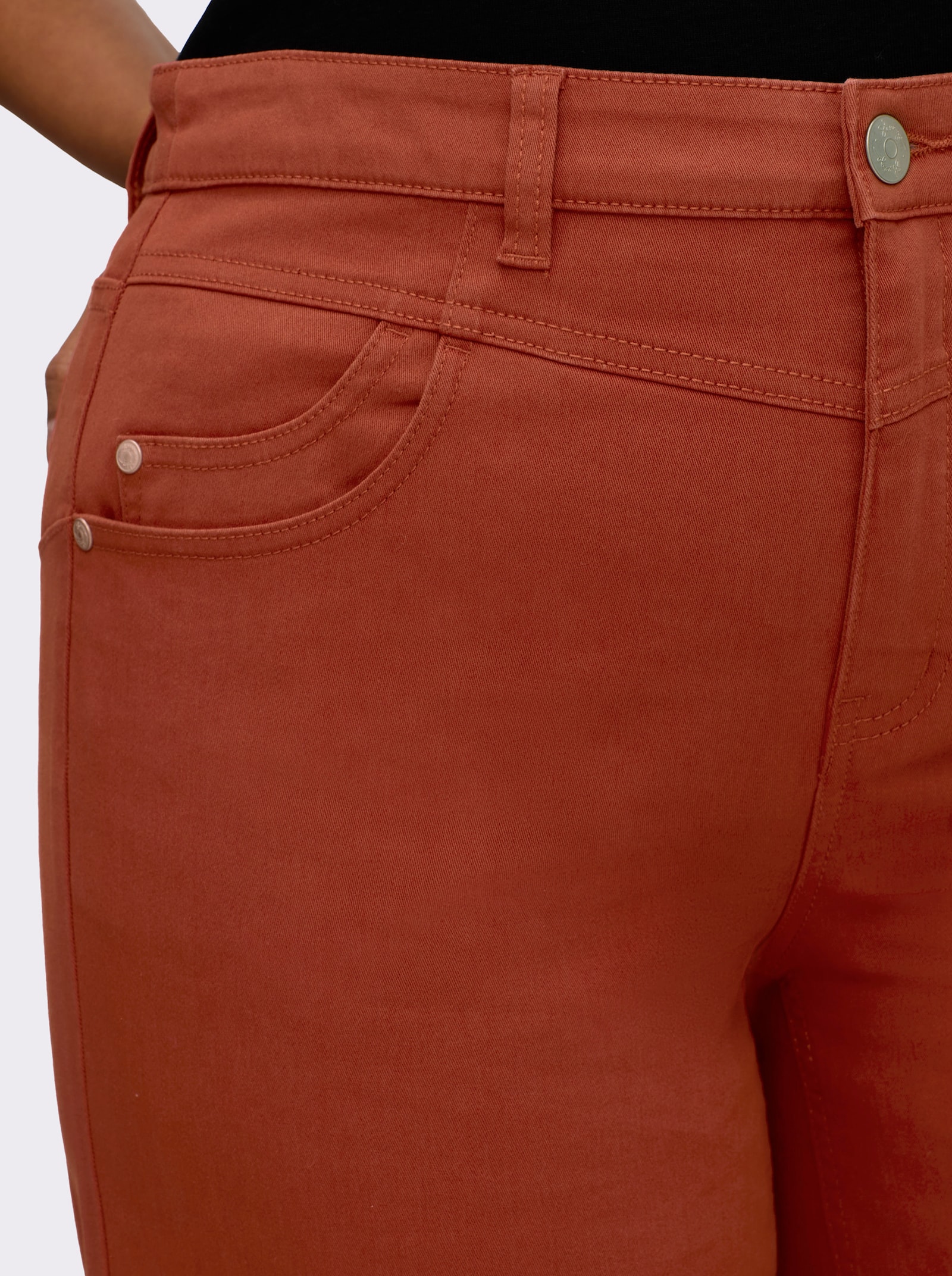 sheego Jeans mit weitem Bein und High-Waist-Bund - rostrot