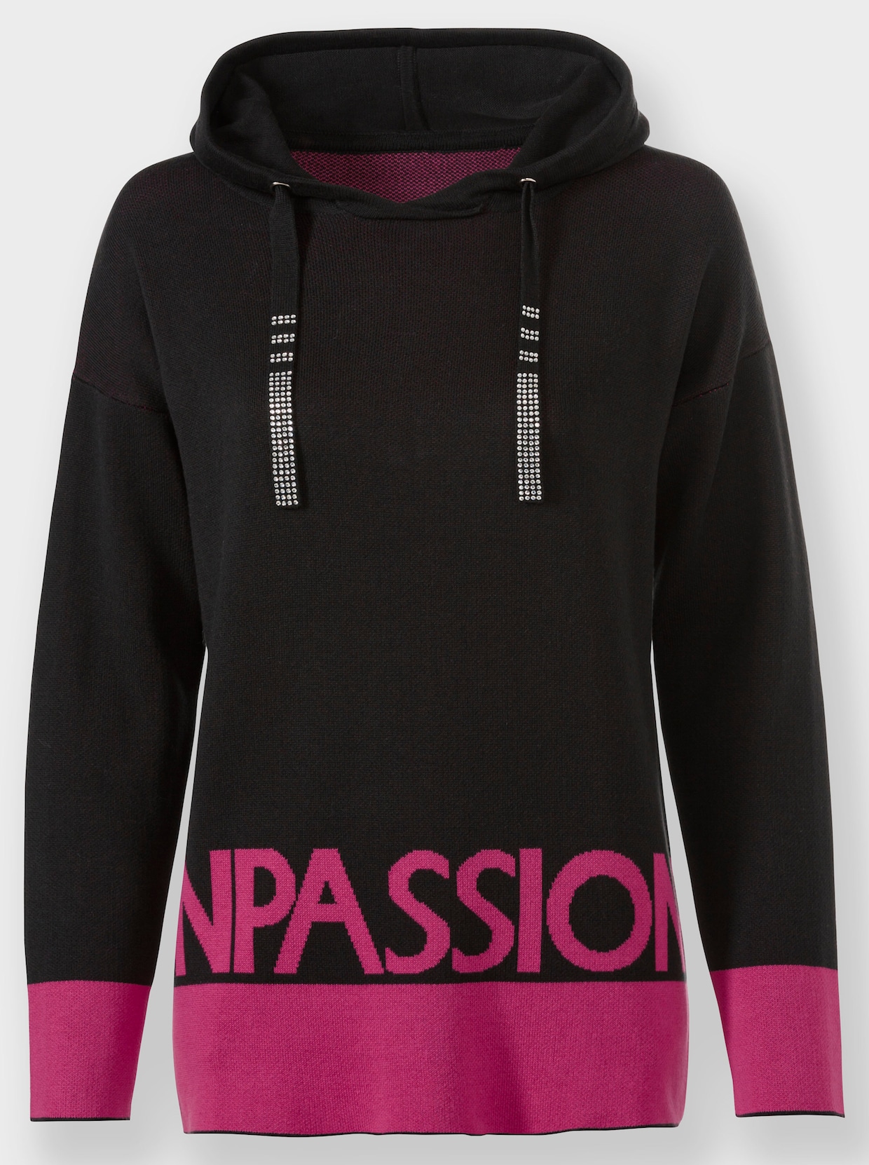 heine Long-Pullover - schwarz-fuchsia-gemustert